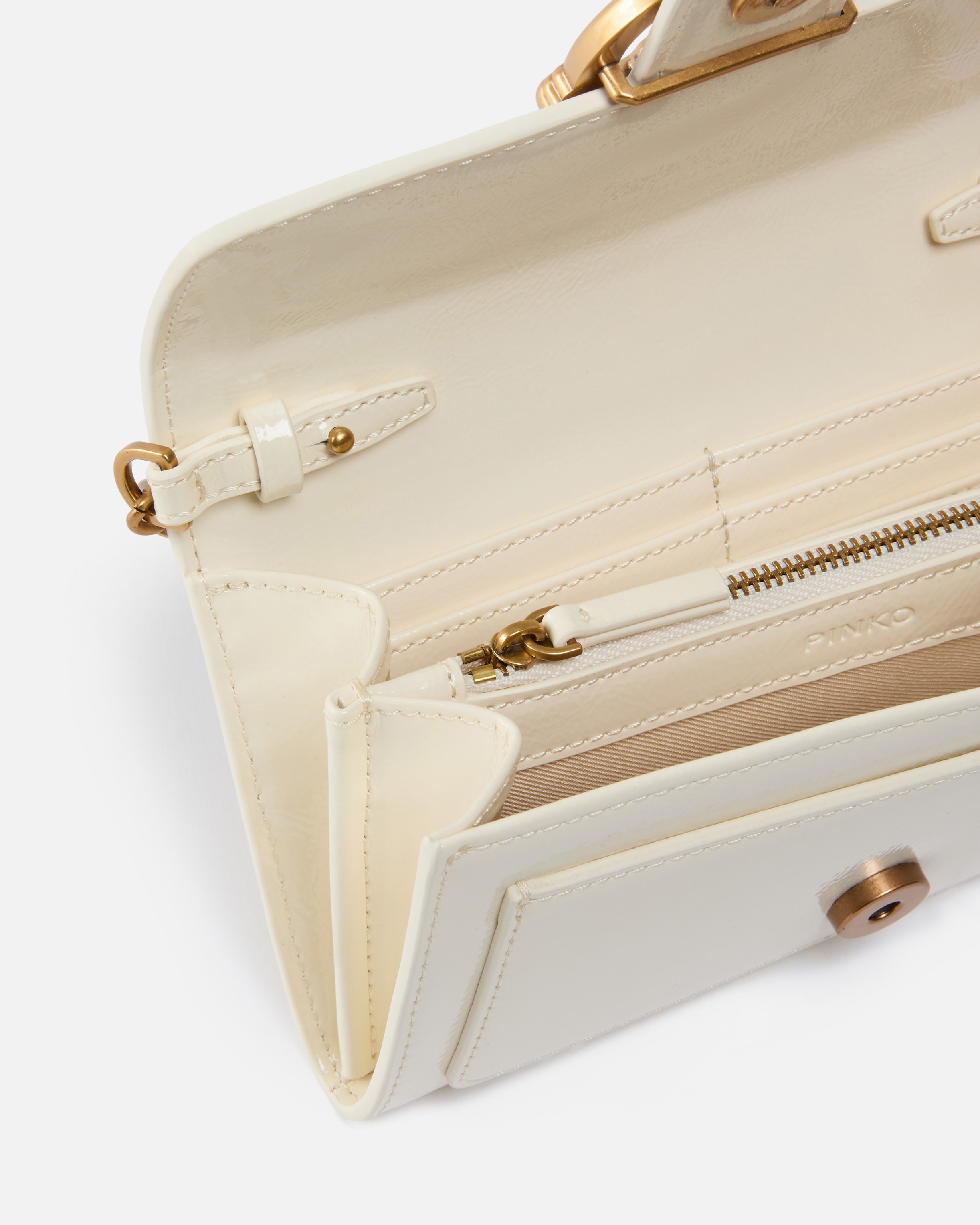 GLOSSY WALLET WITH SHOULDER STRAP WITH BIRD BUCKLE - 4