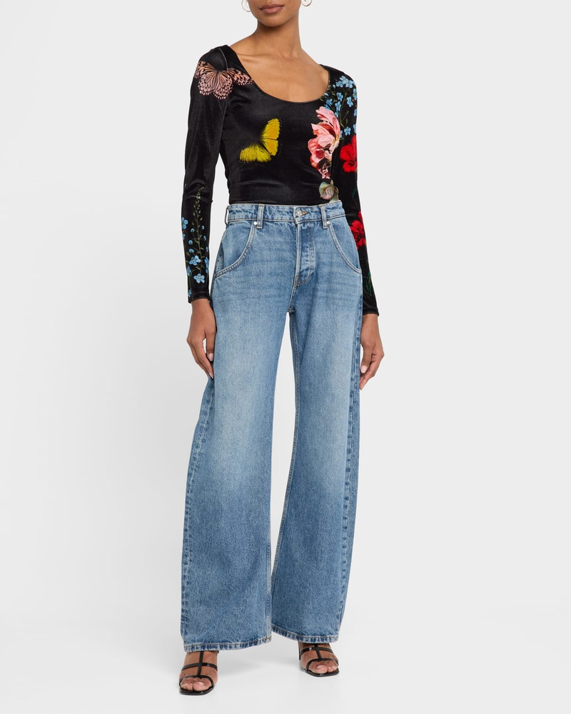 Alice + Olivia Delaina Scoop-Neck Velvet Top outlook