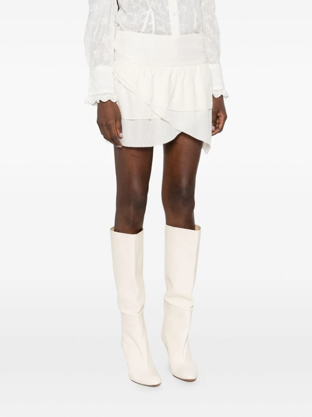 Mini skirt in cotton blend voile - 1