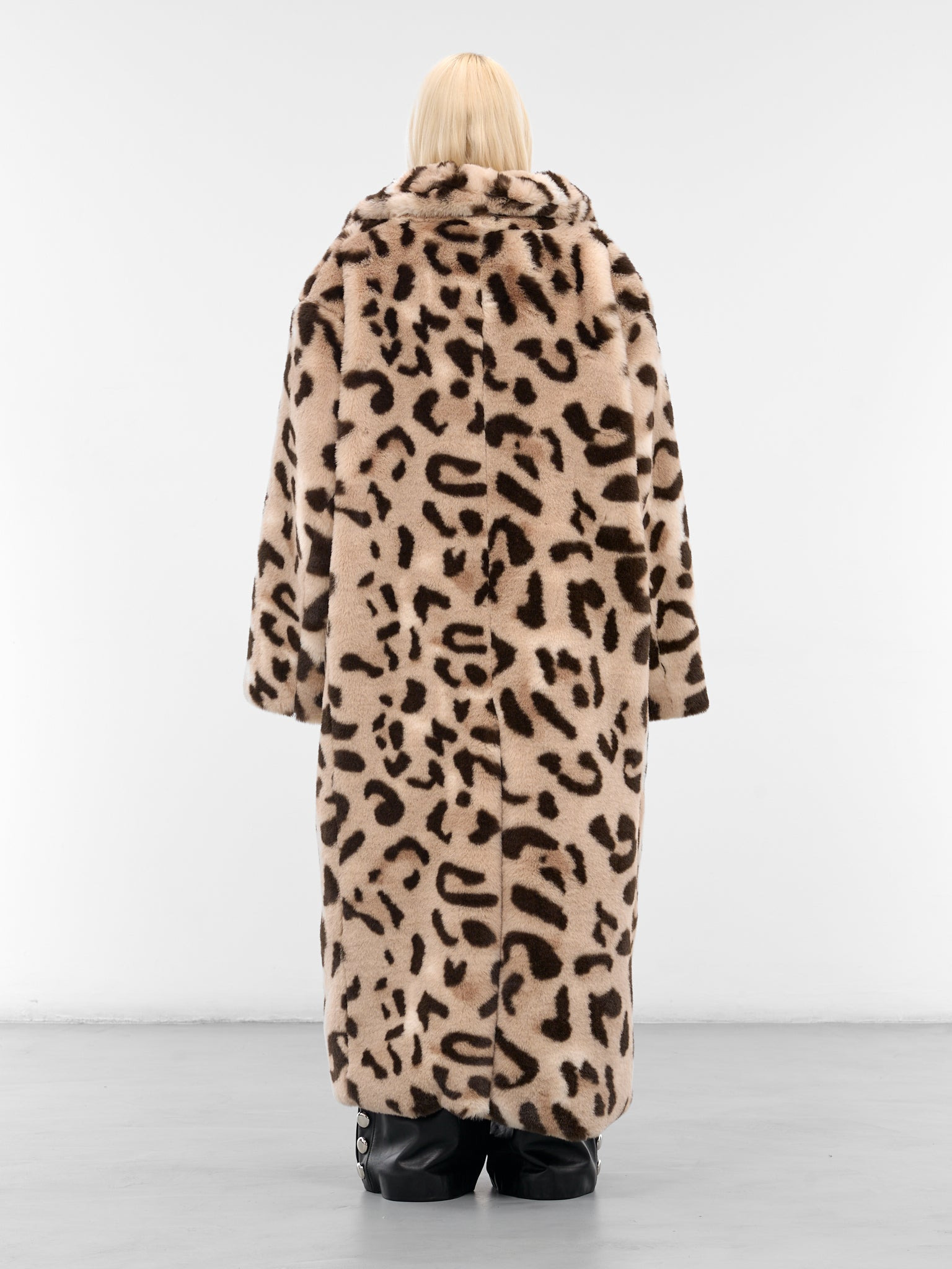 Oversized Leopard Print Fur Coat - 3