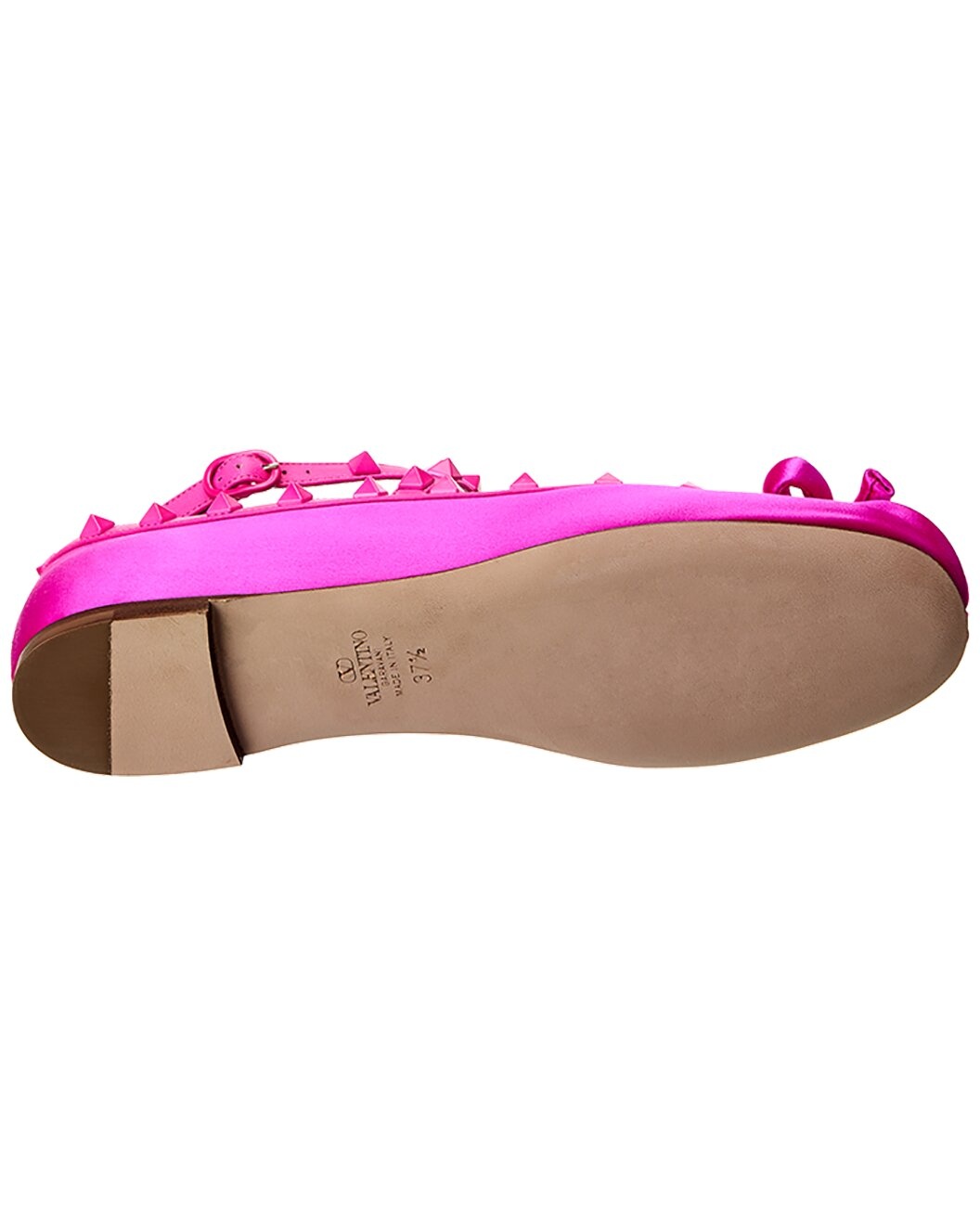 Valentino Rockstud Satin & Leather Flat - 4