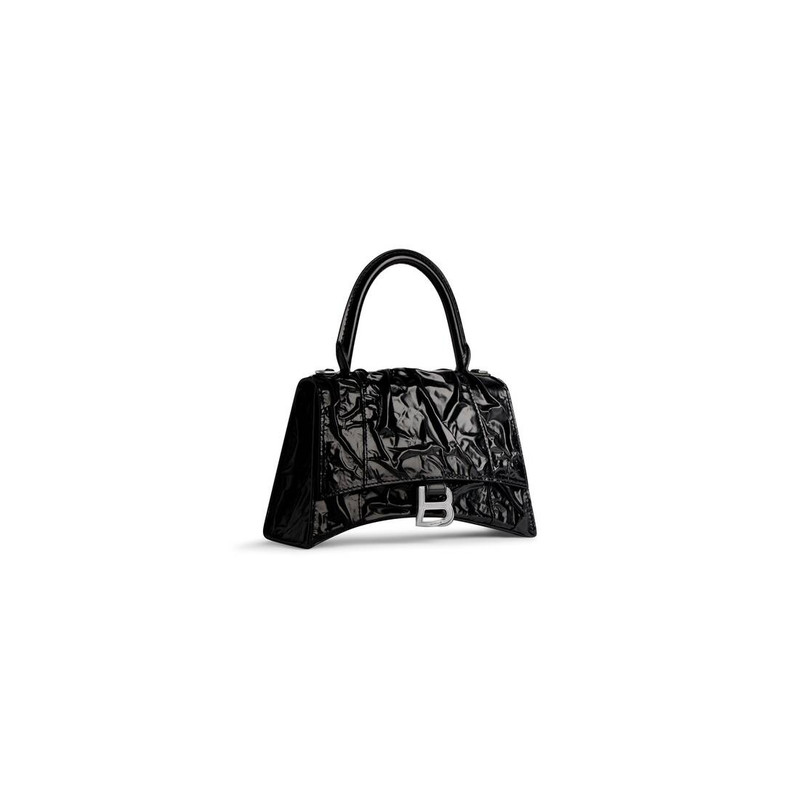 BALENCIAGA Women's Hourglass Small Handbag Crushed Effect  in Black outlook