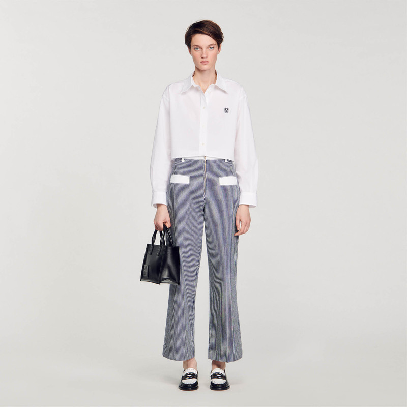 Sandro stripe-print flared jeans outlook