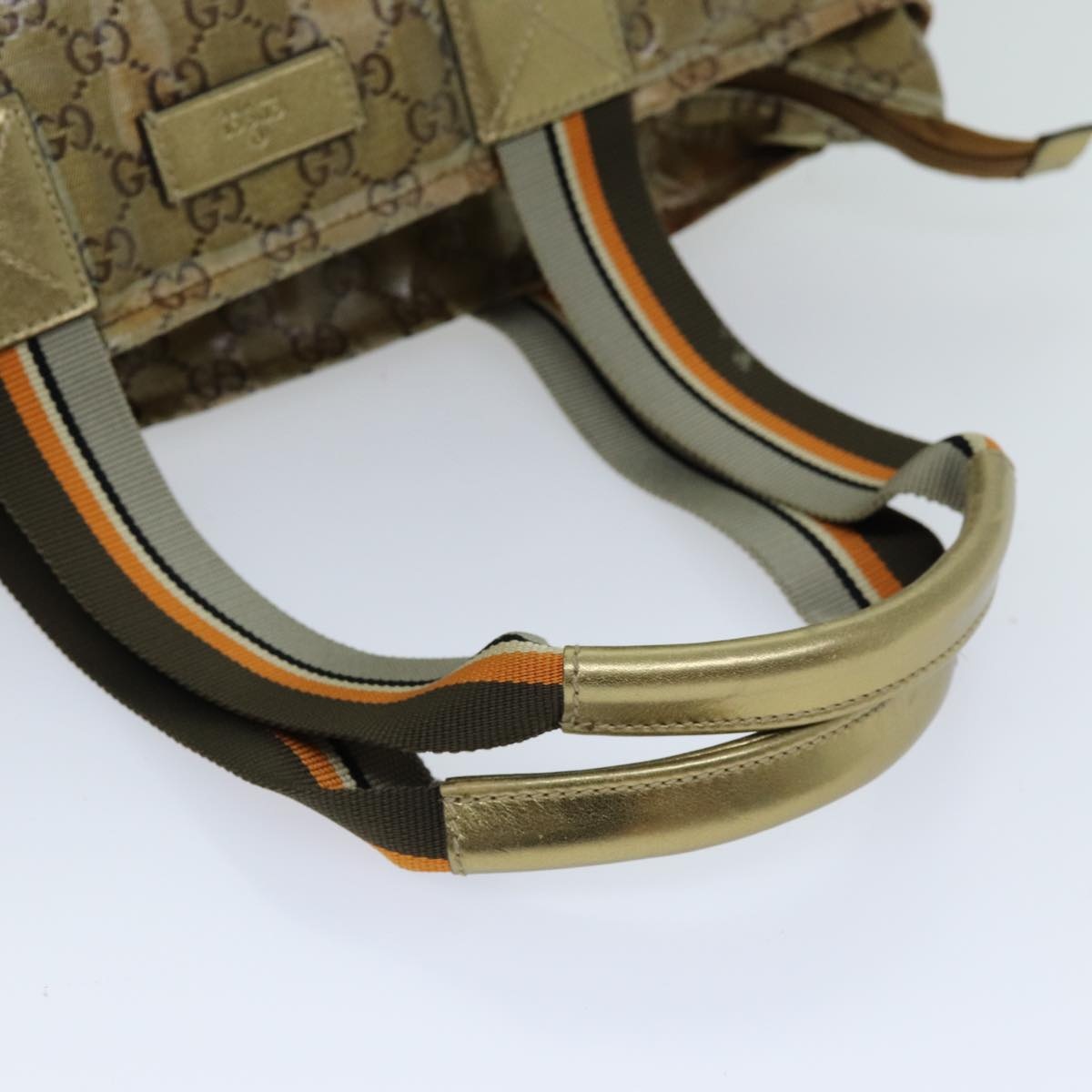 GUCCI GG Crystal Tote Bag Gold Gray Brown - 8
