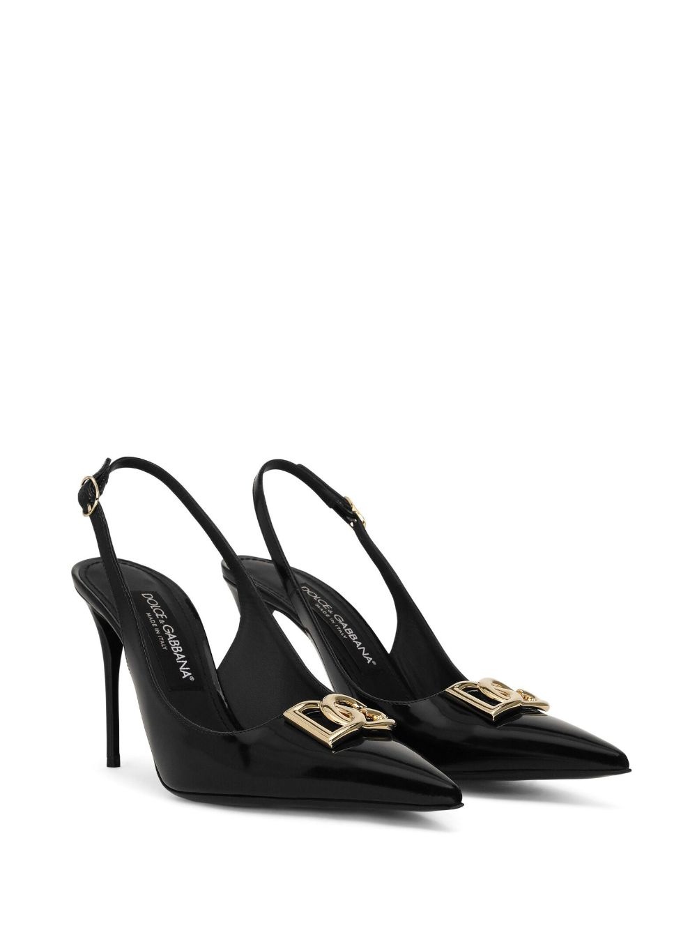 logo-plaque heeled slingback pumps - 2