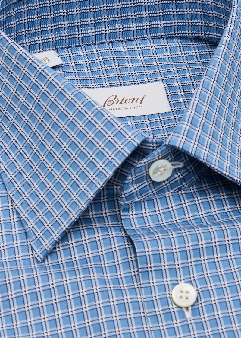 Brioni Men's Cotton Graph Check Dress Shirt outlook