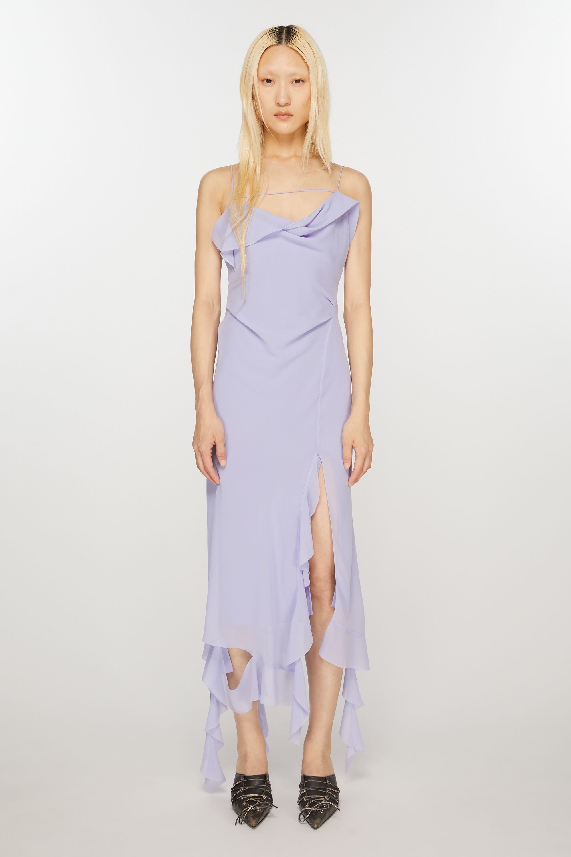 Ruffle strap dress - Lilac purple - 2