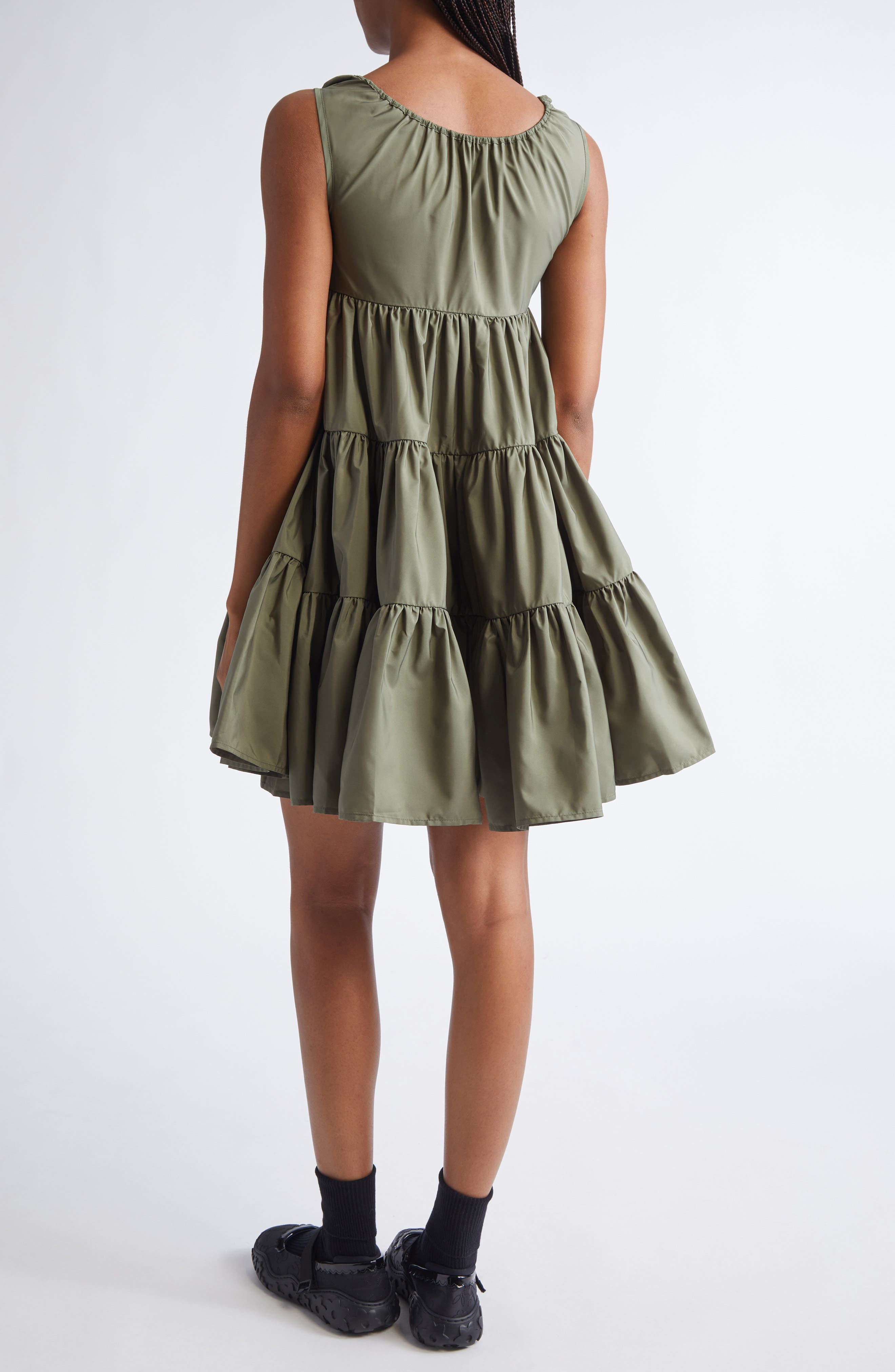 Cecilie Bahnsen Aino Tiered Recycled Faille Minidress in Olive at Nordstrom - 2