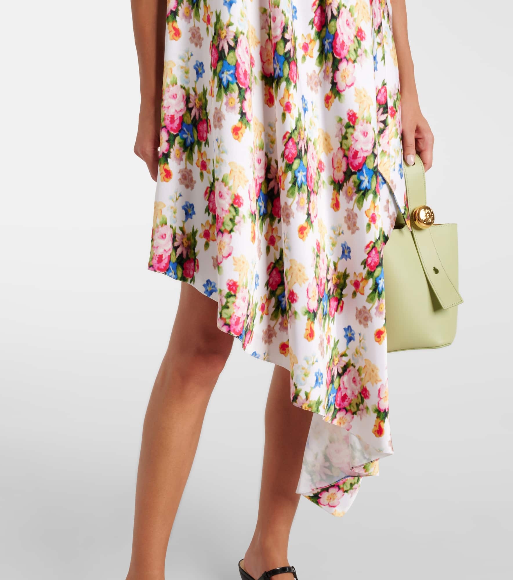 Floral ruffled silk midi dress - 5