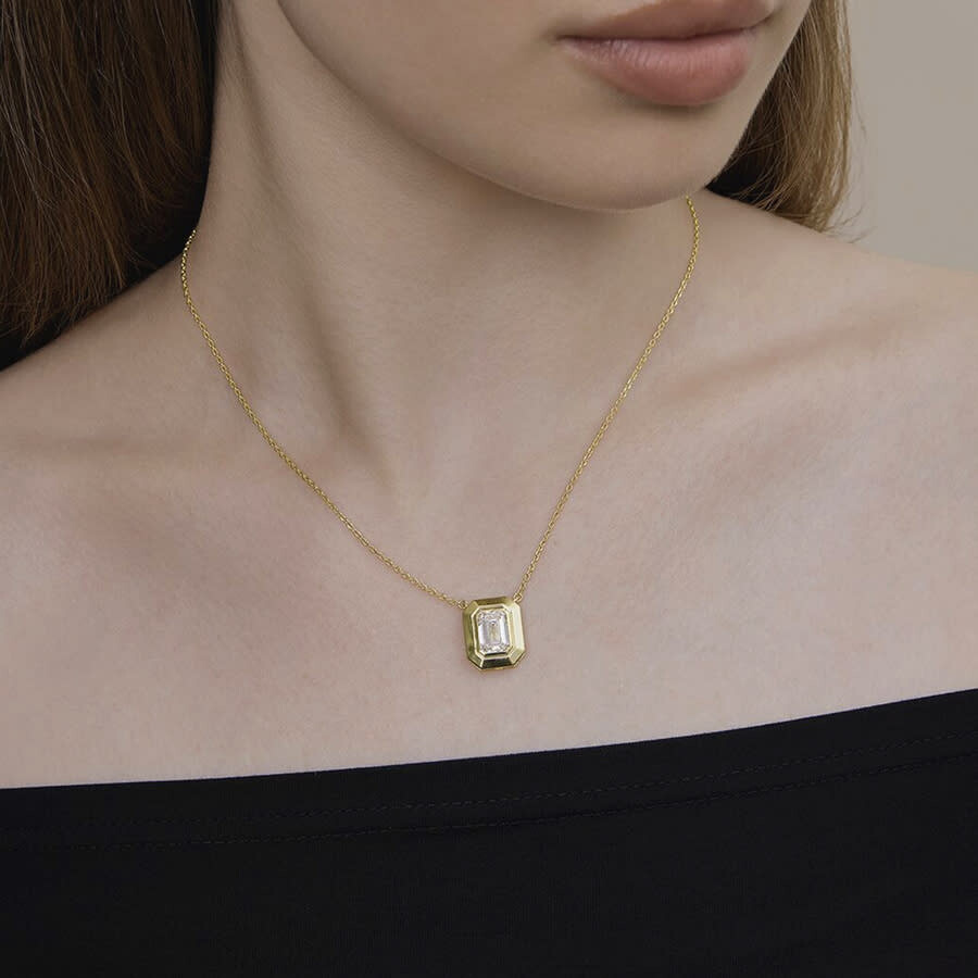 Diamond2Deal - Diamond2Deal 14k Yellow Gold 3 Carat Radiant Ct Lab Grown Diamond Pendant Necklace 18" VVS-VS, E-F - 3
