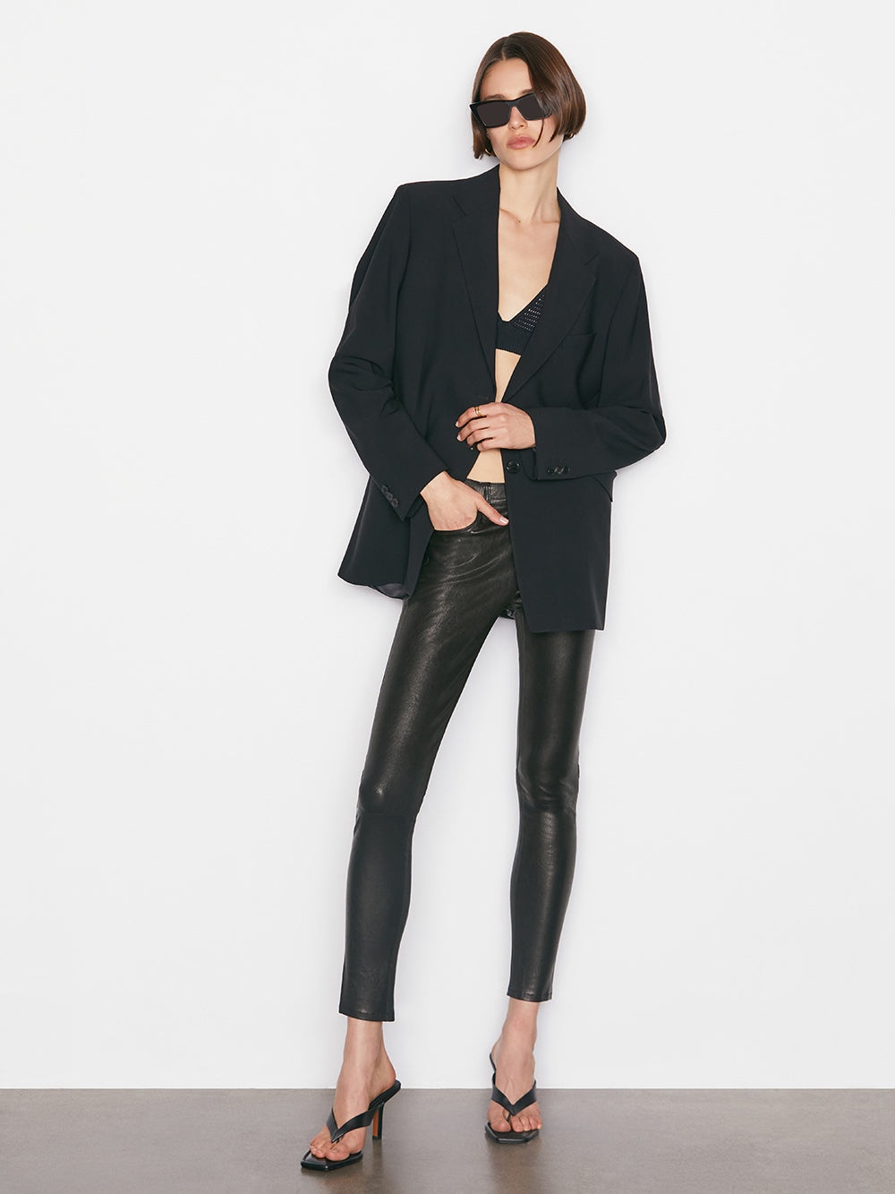 Le Skinny De Jeanne Leather Pant in Washed Black - 3