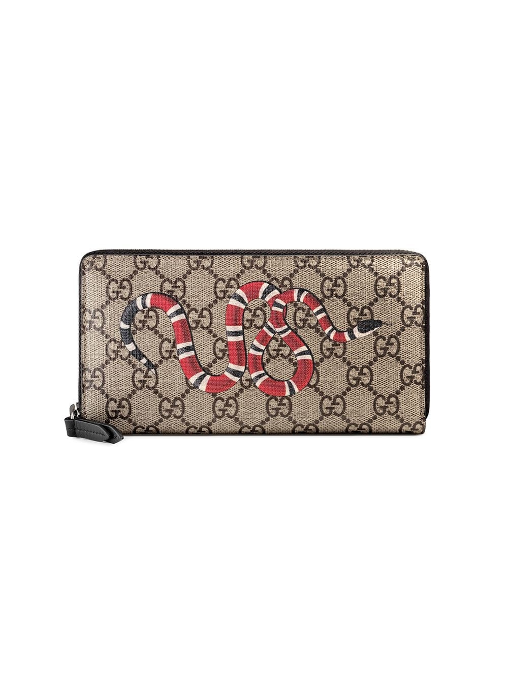 Snake print GG Supreme zip around wallet - 1