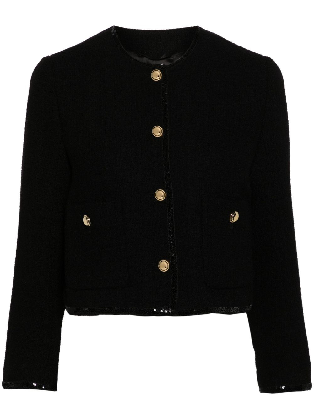 sequin-embellished tweed jacket - 1