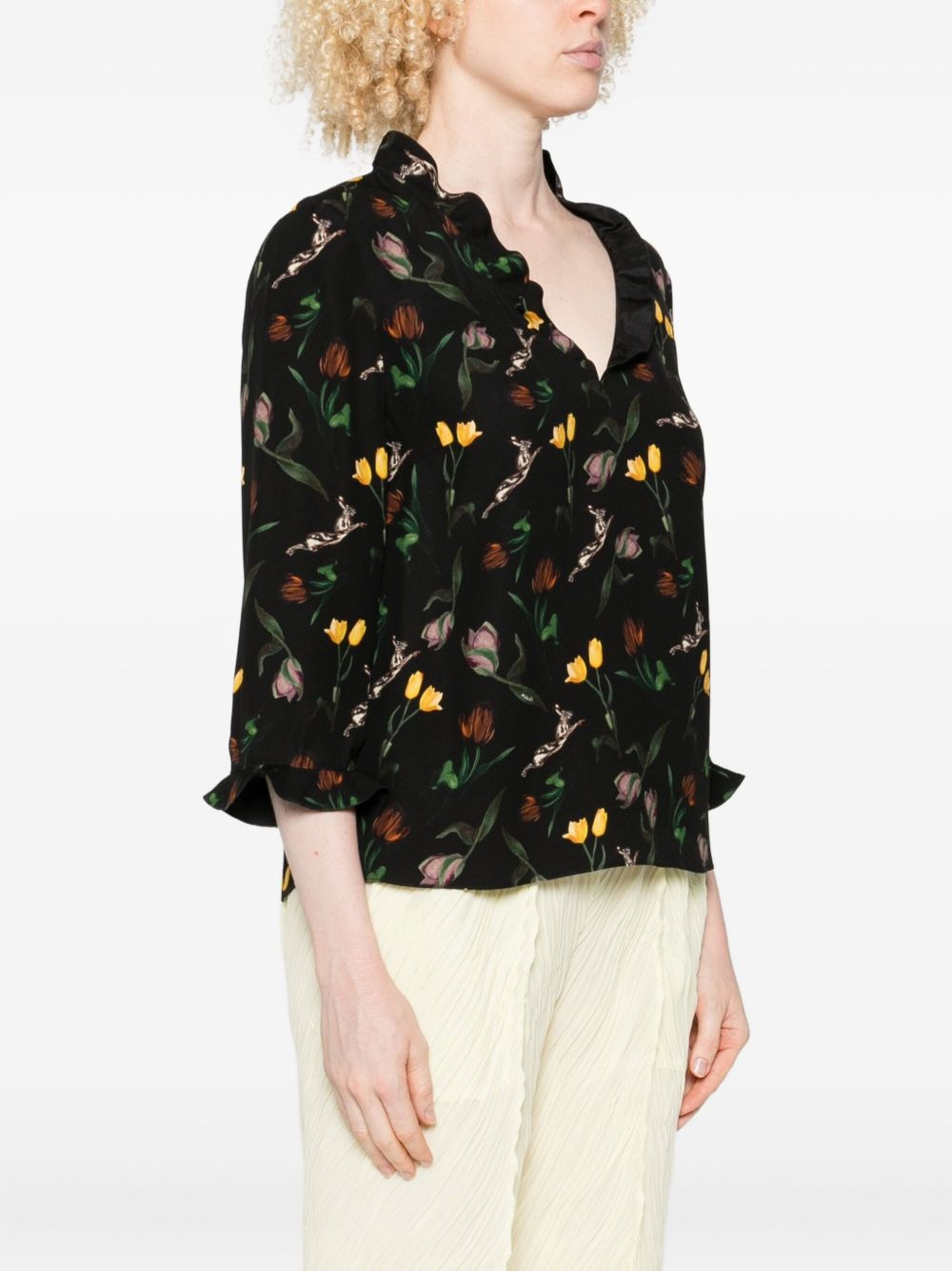 floral-print blouse - 3