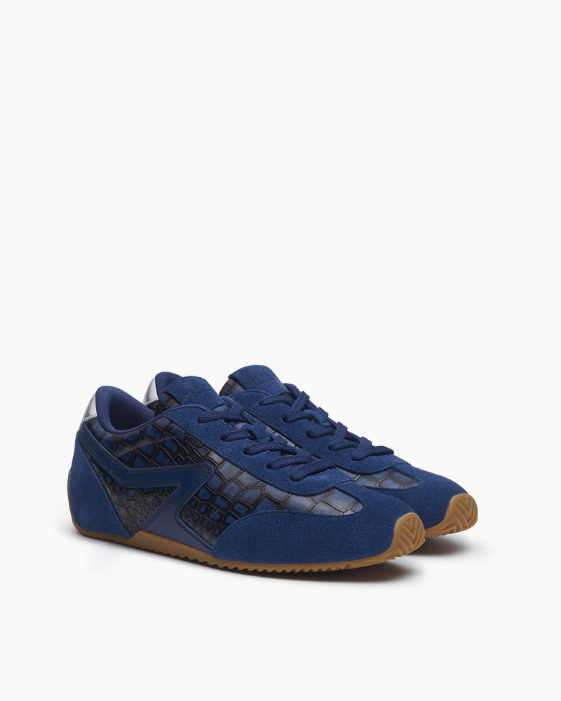 Ultra Slim Retro Runner Sneakers Embossed Leather & Suede 3