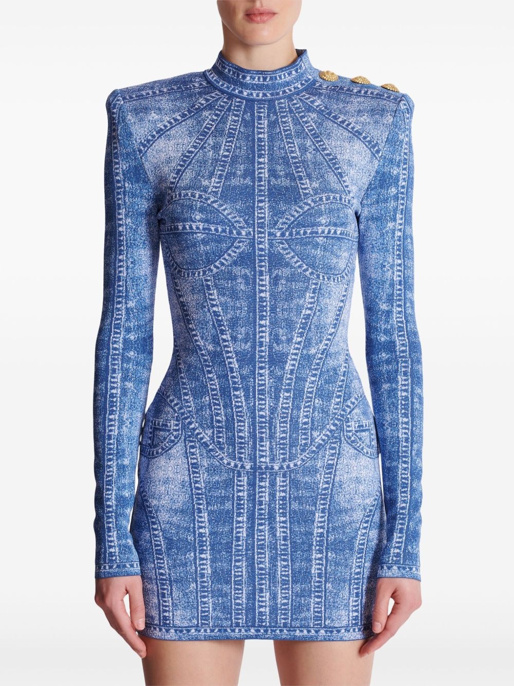 knitted jacquard mini dress - 5