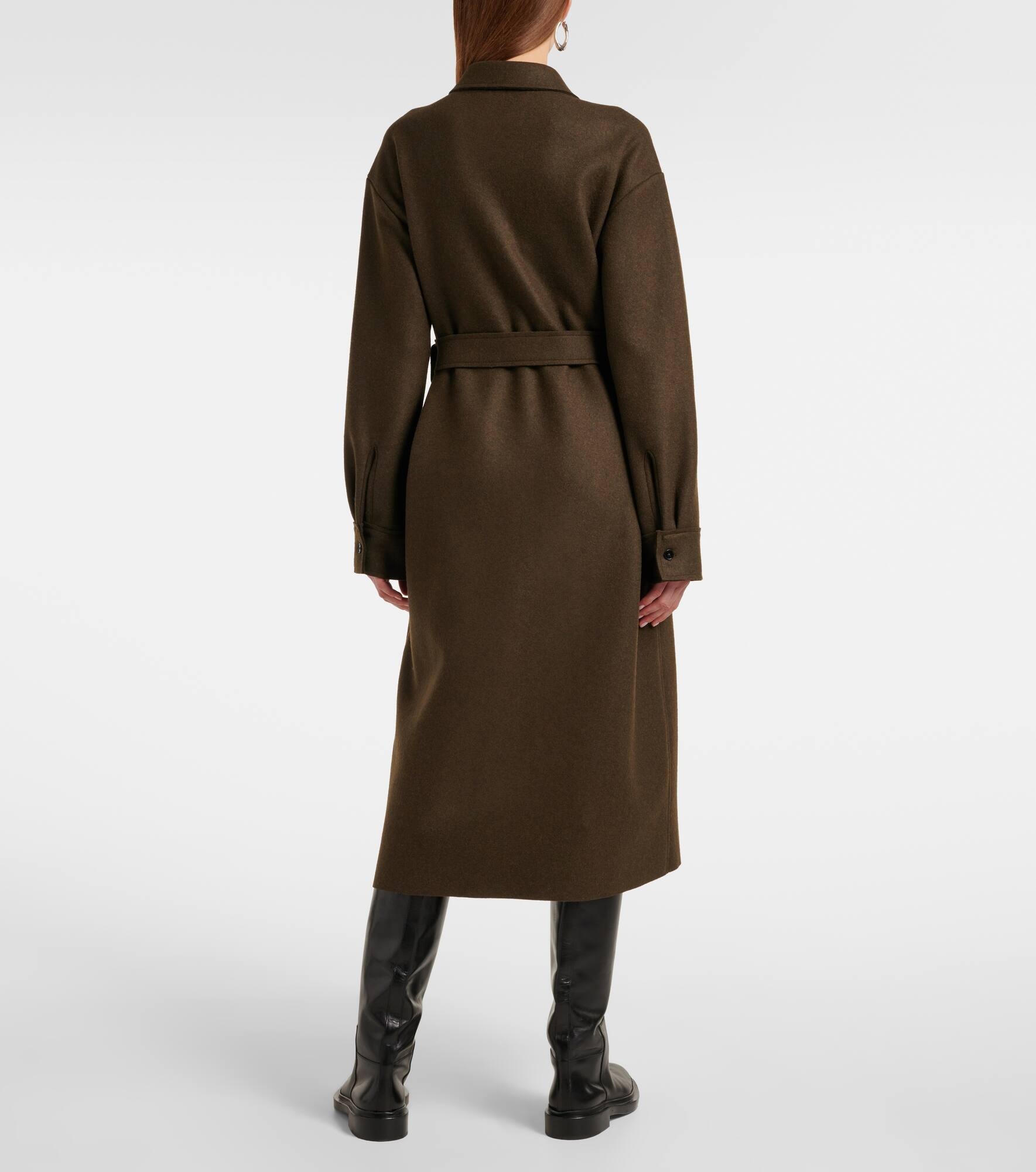 Belted wool-blend shirt dress - 3