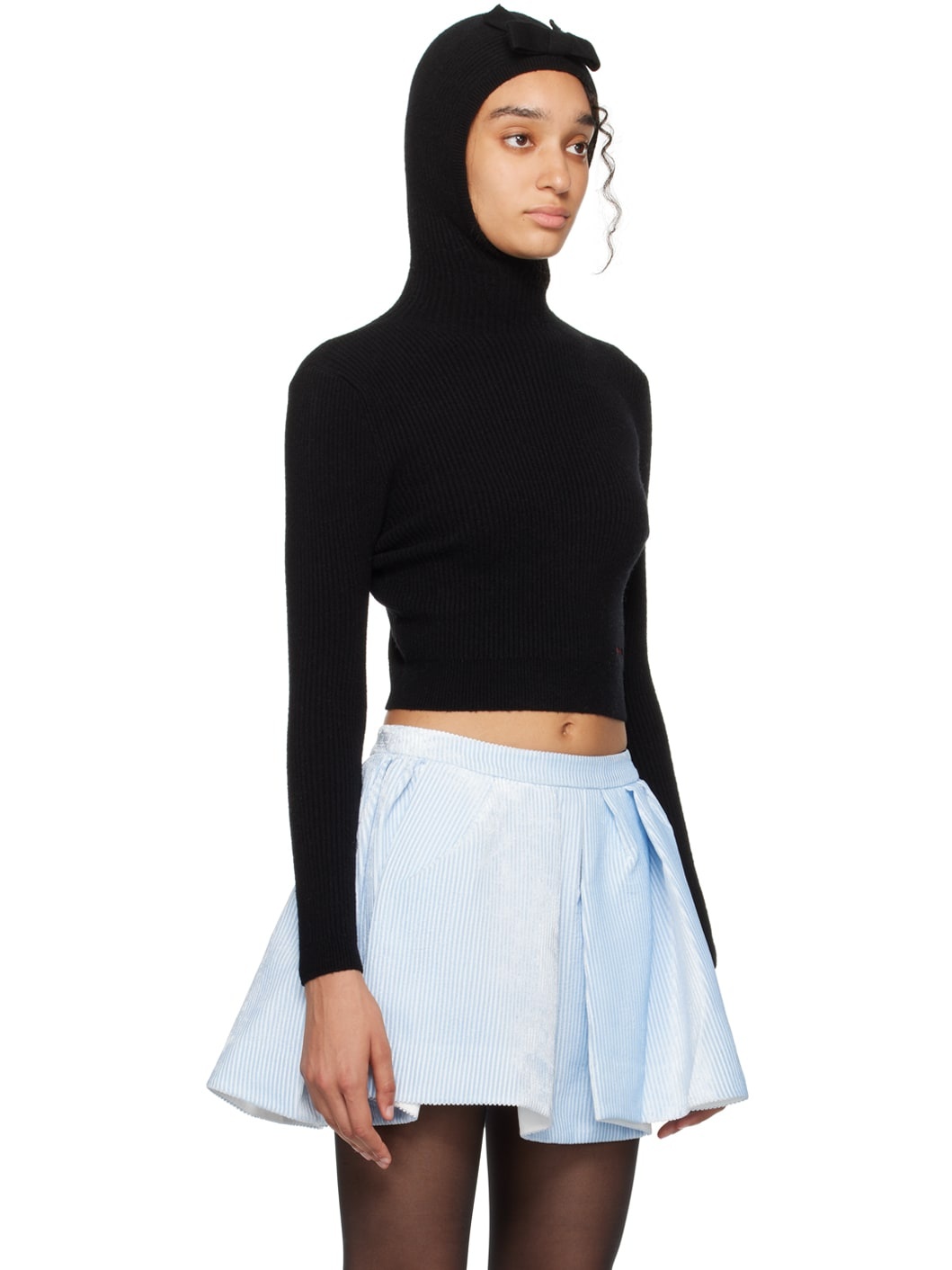 Black Hooded Knit Hoodie - 4