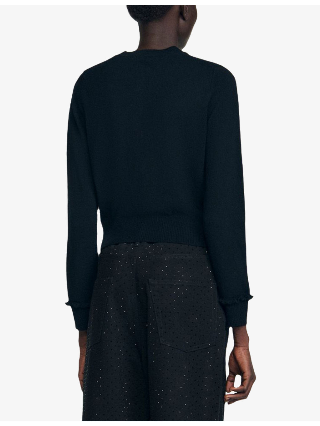 Round-neck ruffle-cuff wool and cashmere cardigan - 4