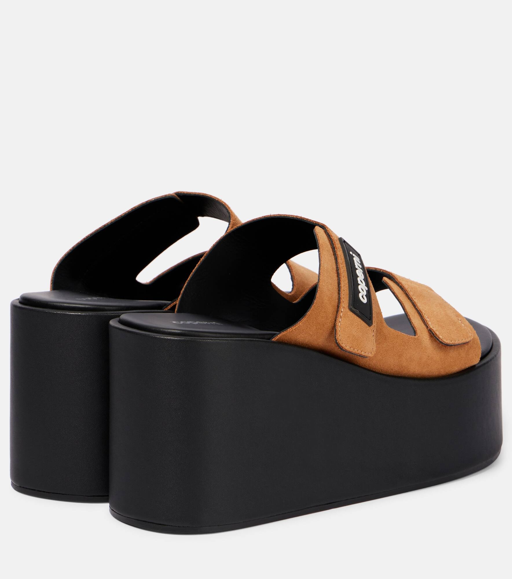 Logo suede wedge mules - 2