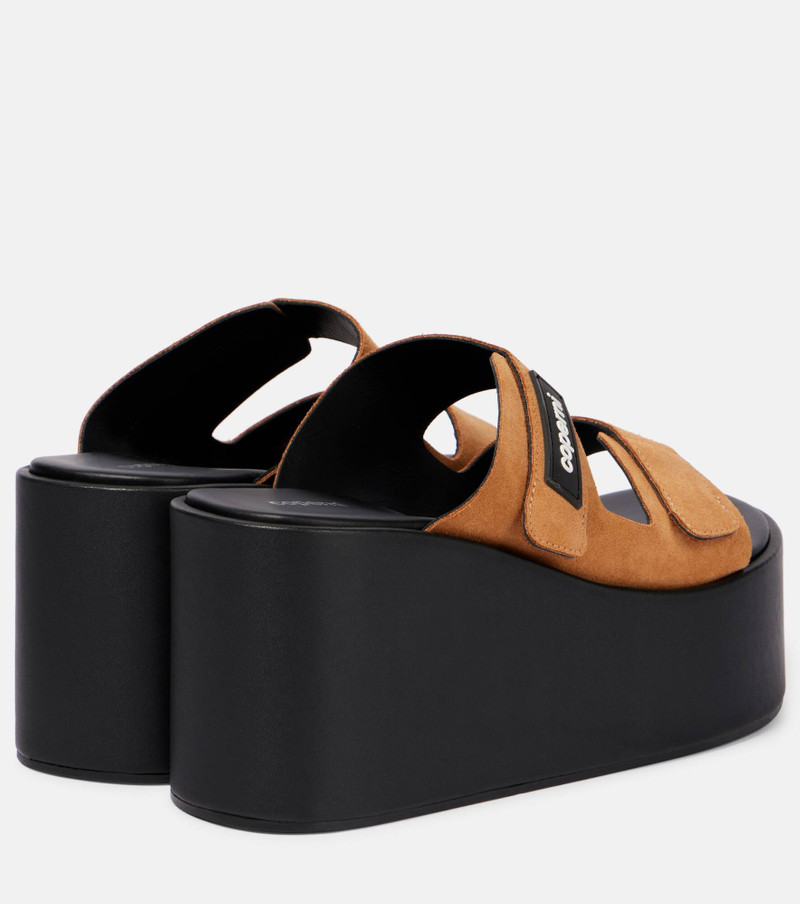 Logo suede wedge mules 2