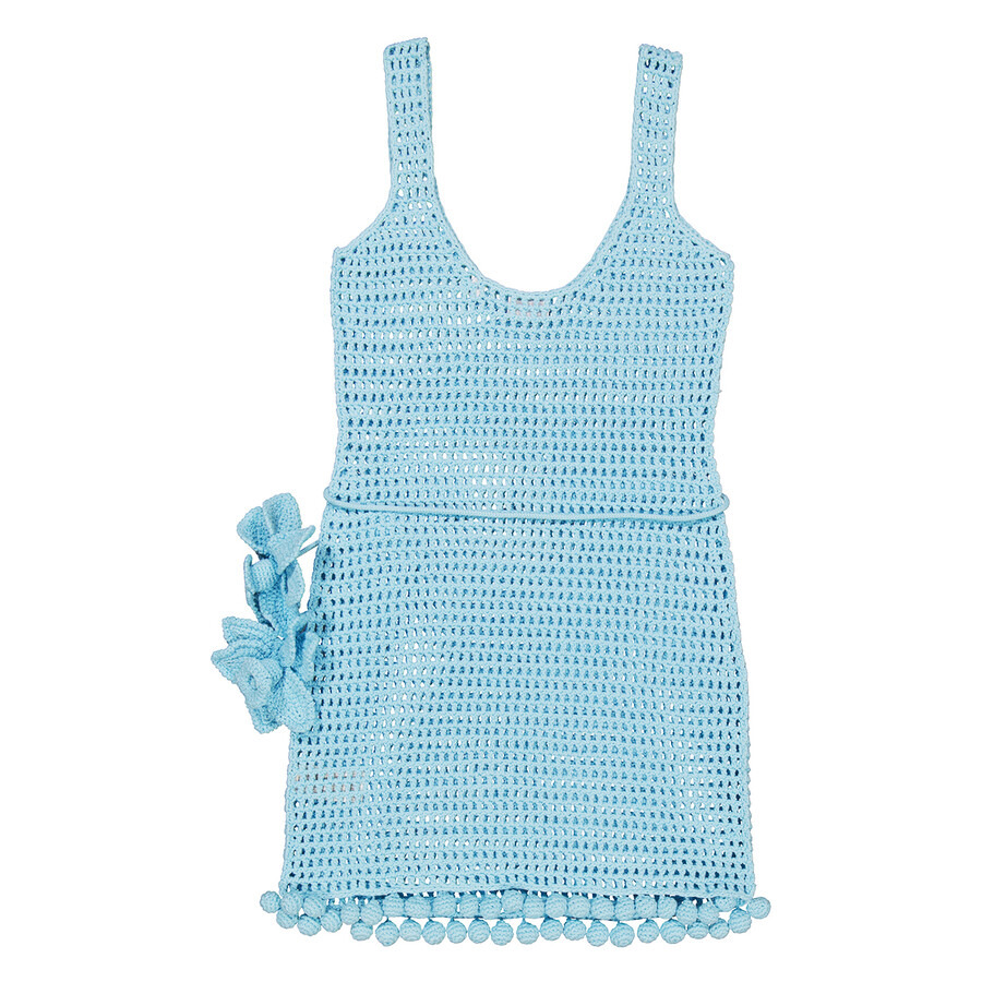 Burberry Ladies Bright Topaz Blue Crochet Mini Dress - 2