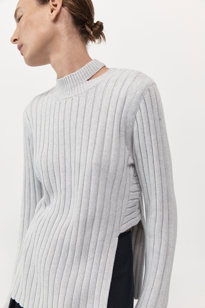 ST. AGNI Deconstructed Rib Knit Jumper - Soft Grey outlook