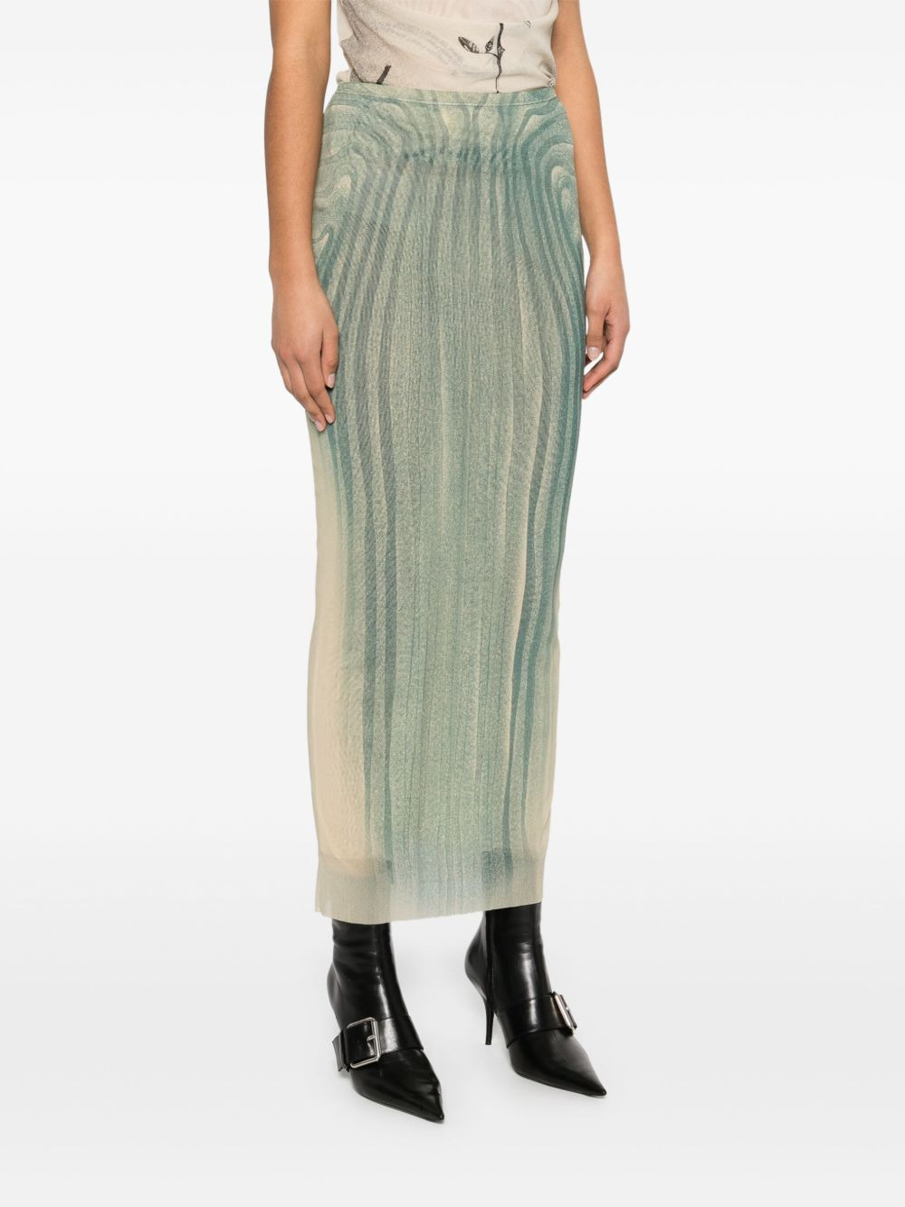Jean Paul Gaultier Women Spiral Printed Mesh Long Skirt - 5