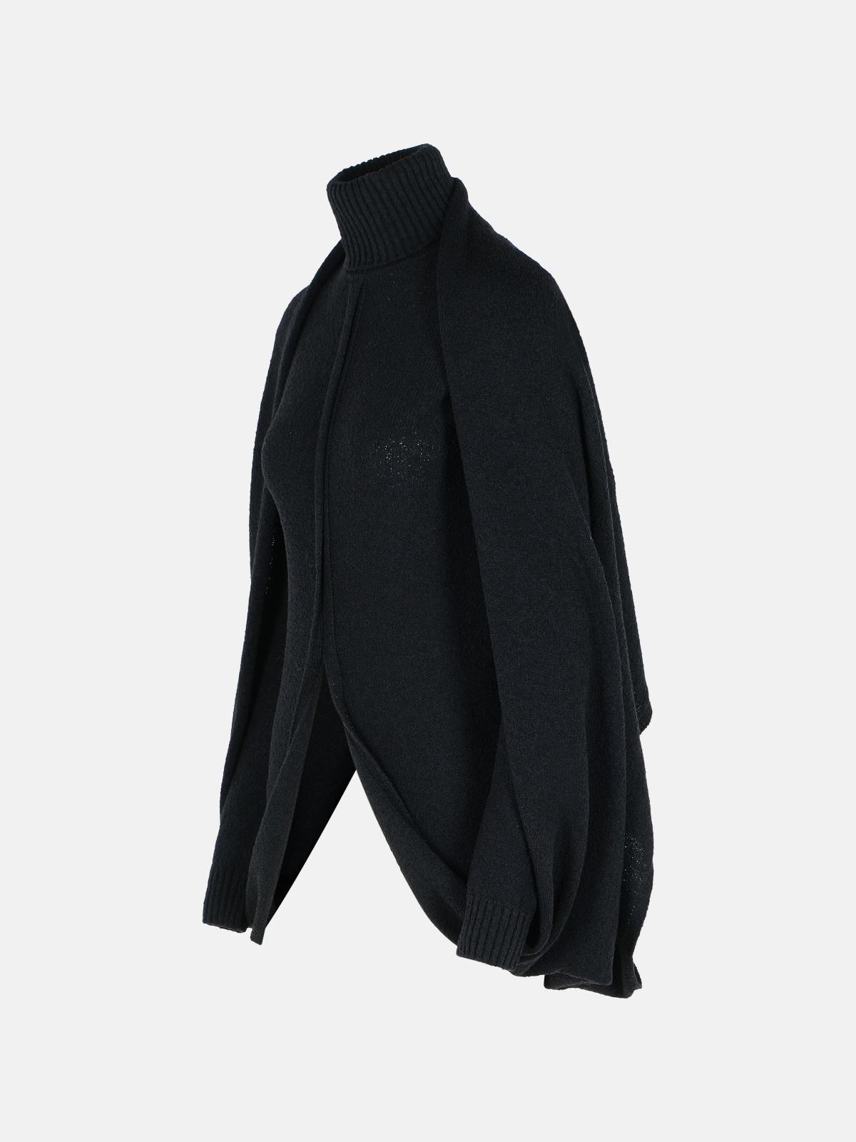 'ADEPTO' BLACK VIRGIN WOOL BLEND HIGH NECK SWEATER - 2
