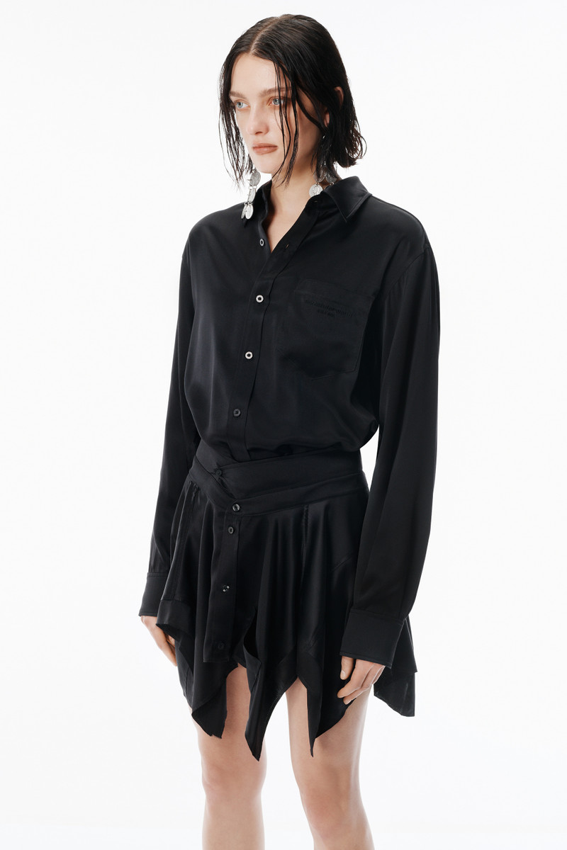 Black Silk Charmeuse Pre-Styled Double Shirtdress 3