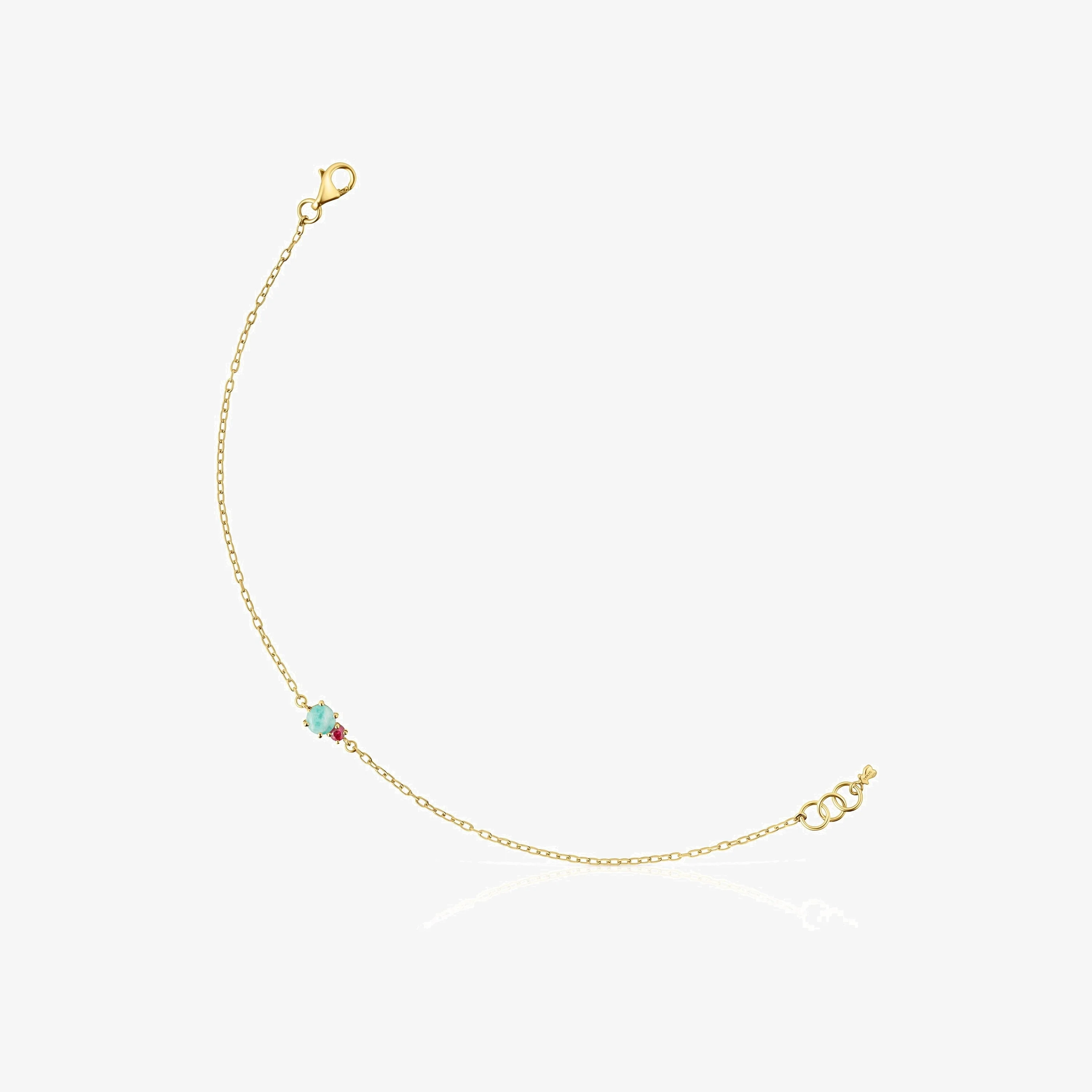 Mini Ivette Bracelet in 18K solid gold with Amazonite and Ruby - 1