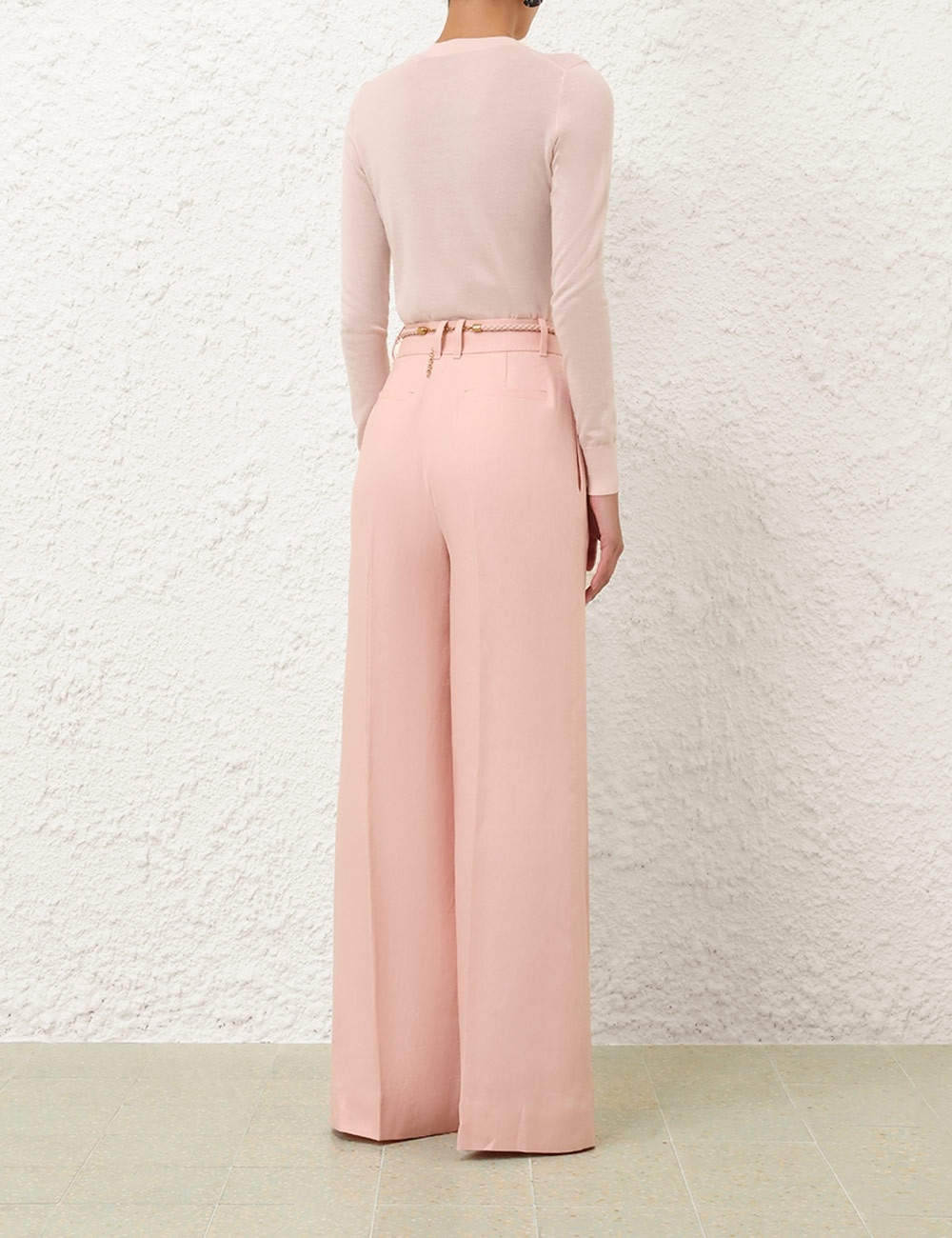 パンツ ZIMMERMANN Cream Linen Illuminate Wide-Leg Pant Zimmermann ILLUMINATE LINEN WIDE LEG PANT | REVERSIBLE