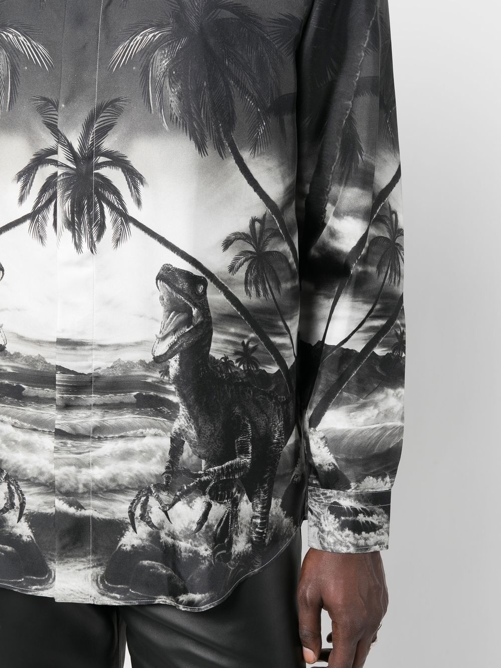 dinosaur-print silk shirt - 6