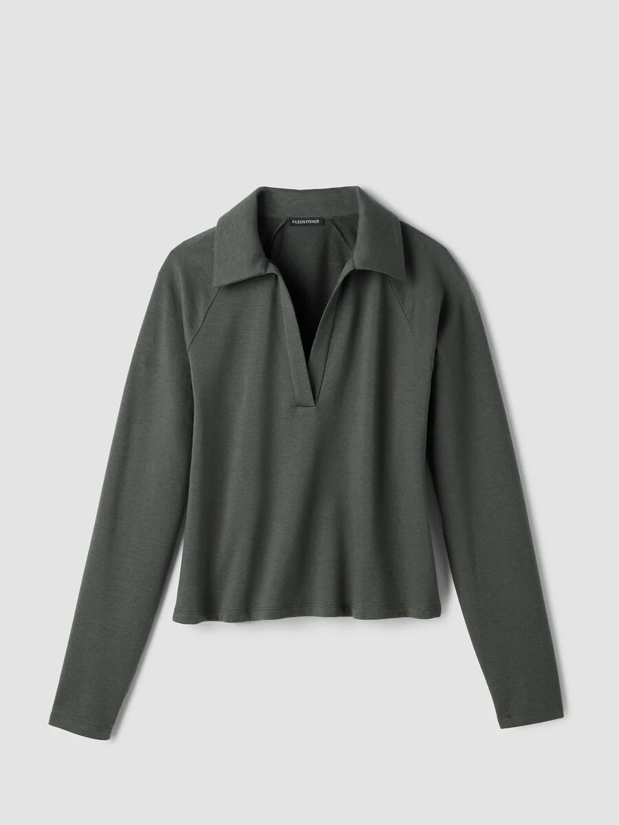 Cozy Brushed Terry Hug Split Neck Top - 1