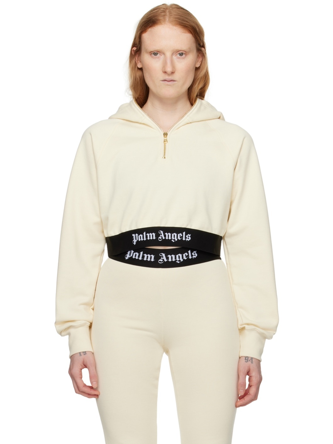 Off-White Half-Zip Hoodie - 1