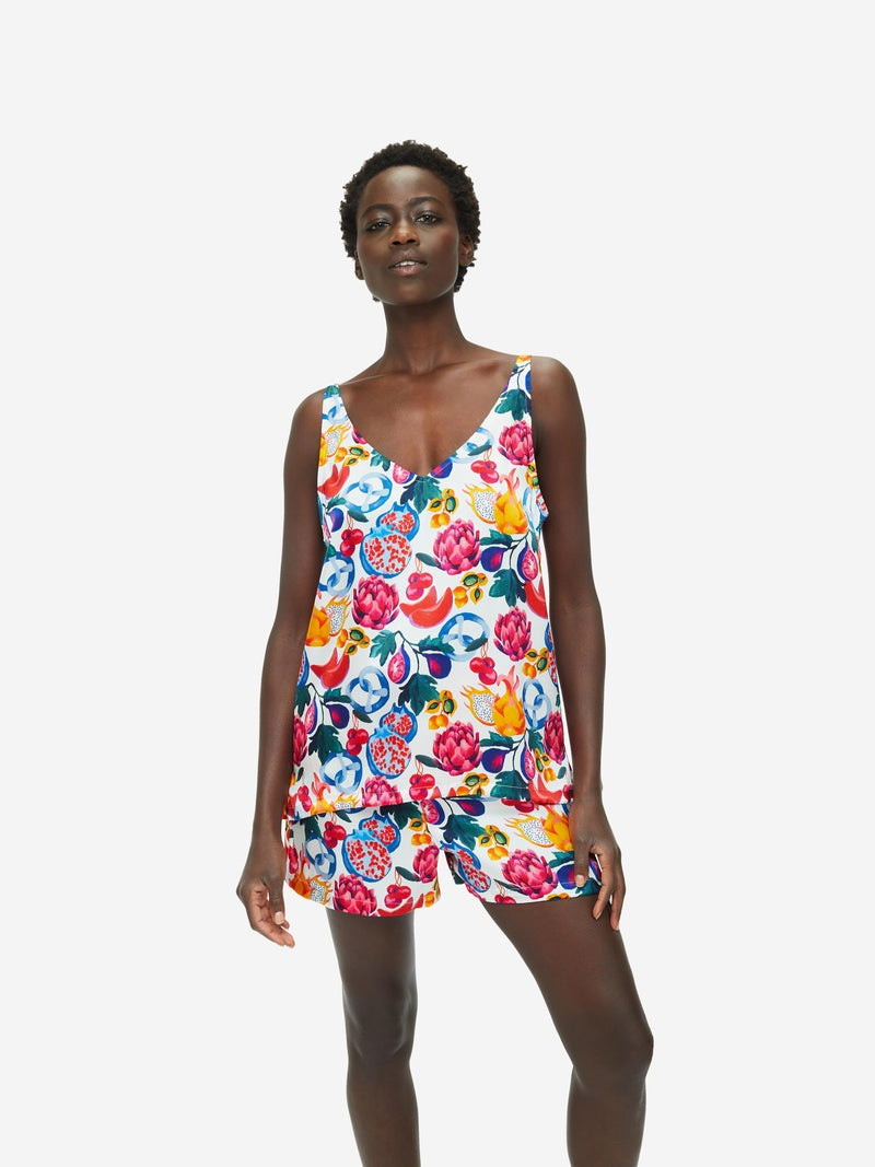 Women's Short Cami Pyjamas Brindisi 78 Silk Satin White 2