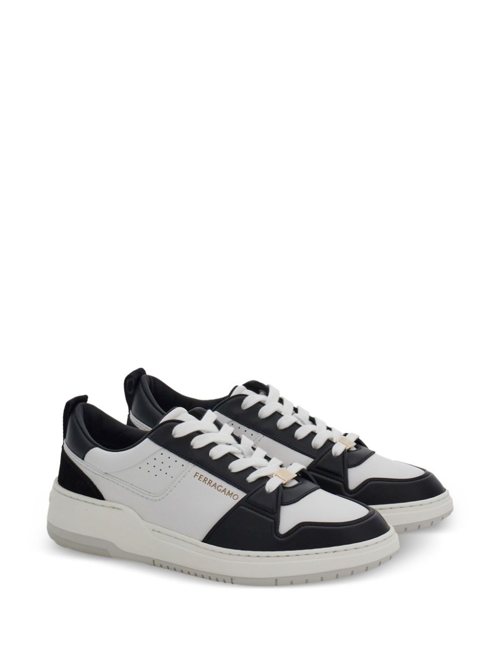 two-tone leather sneakers - 2