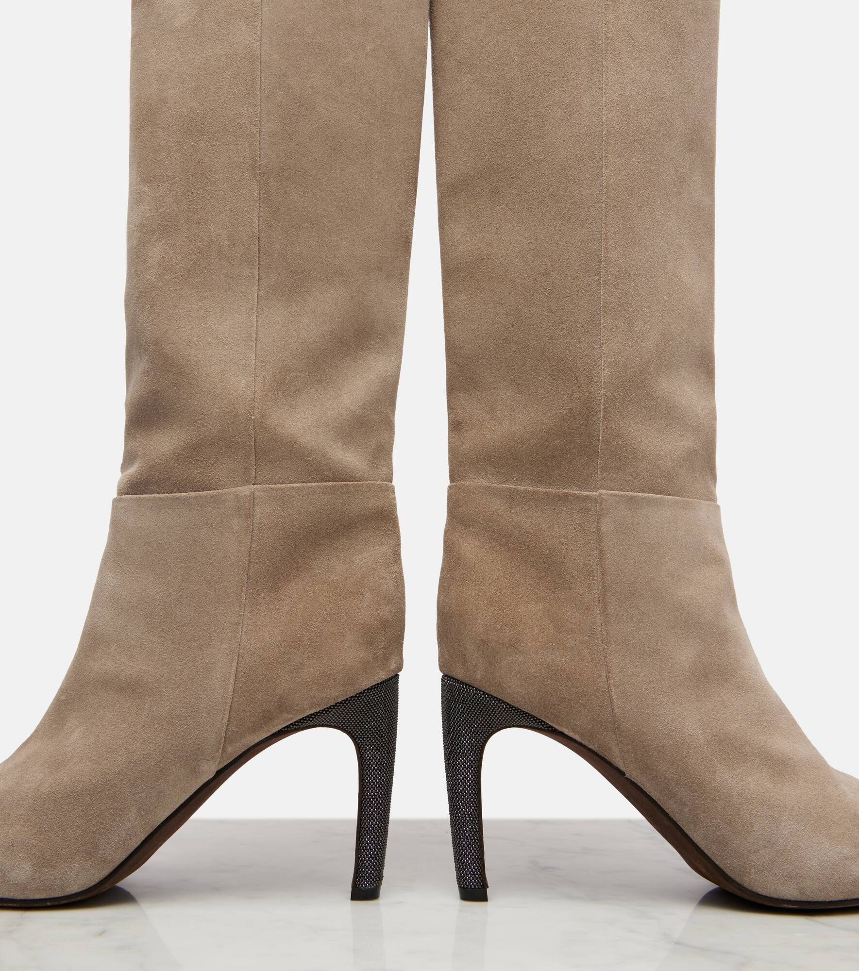 Monili suede knee-high boots - 5