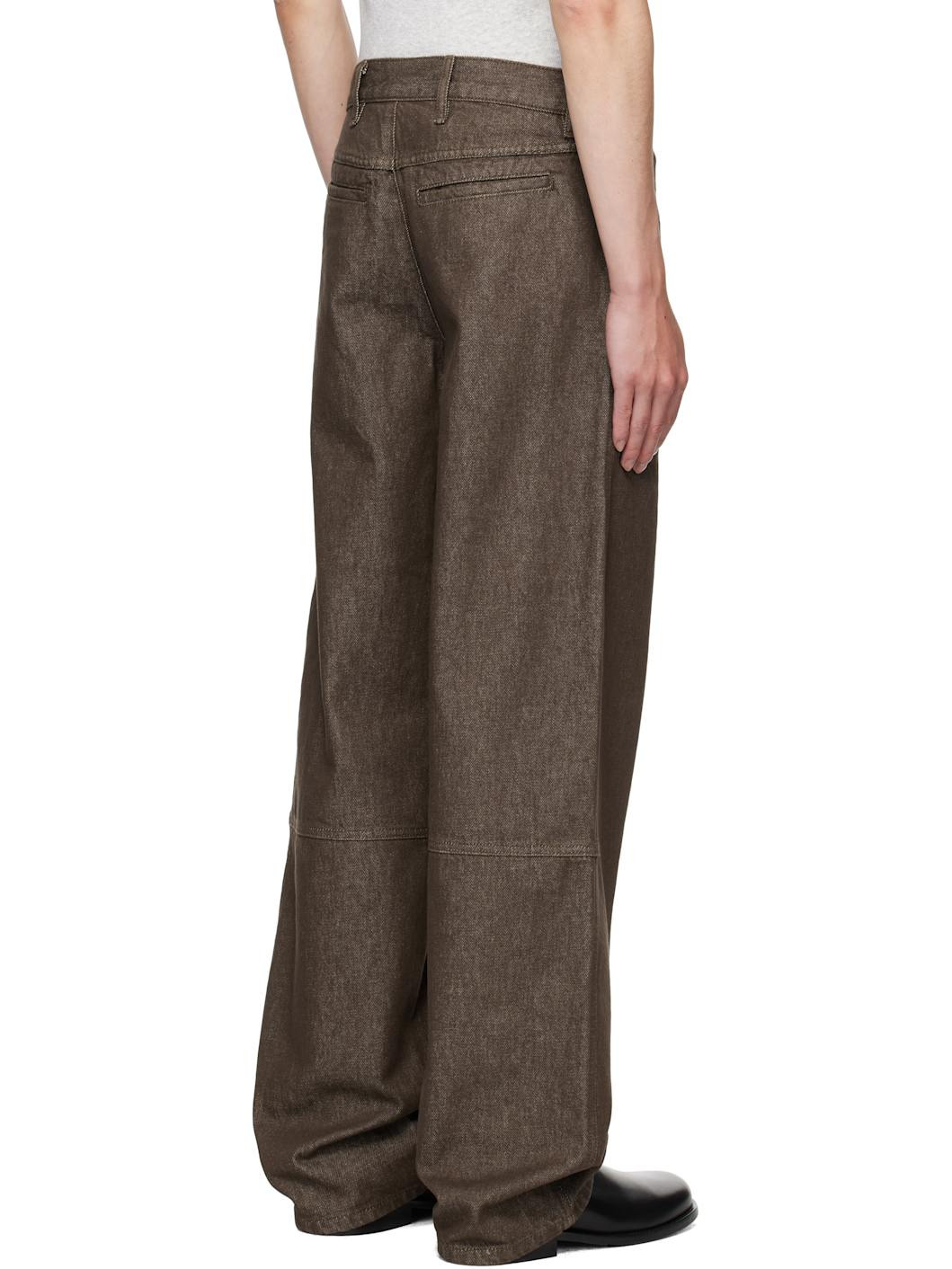 Brown Paneled Jeans - 3