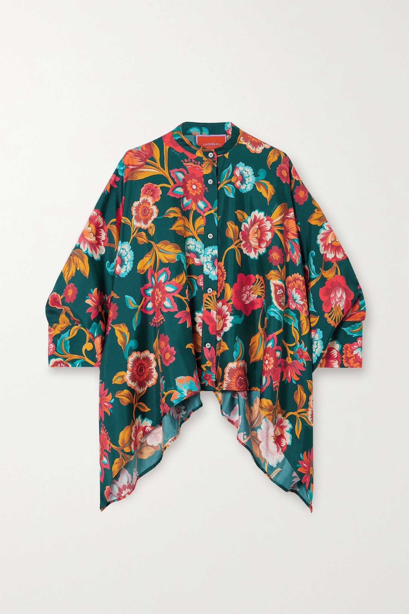 Foulard asymmetric floral-print silk-twill shirt - 1