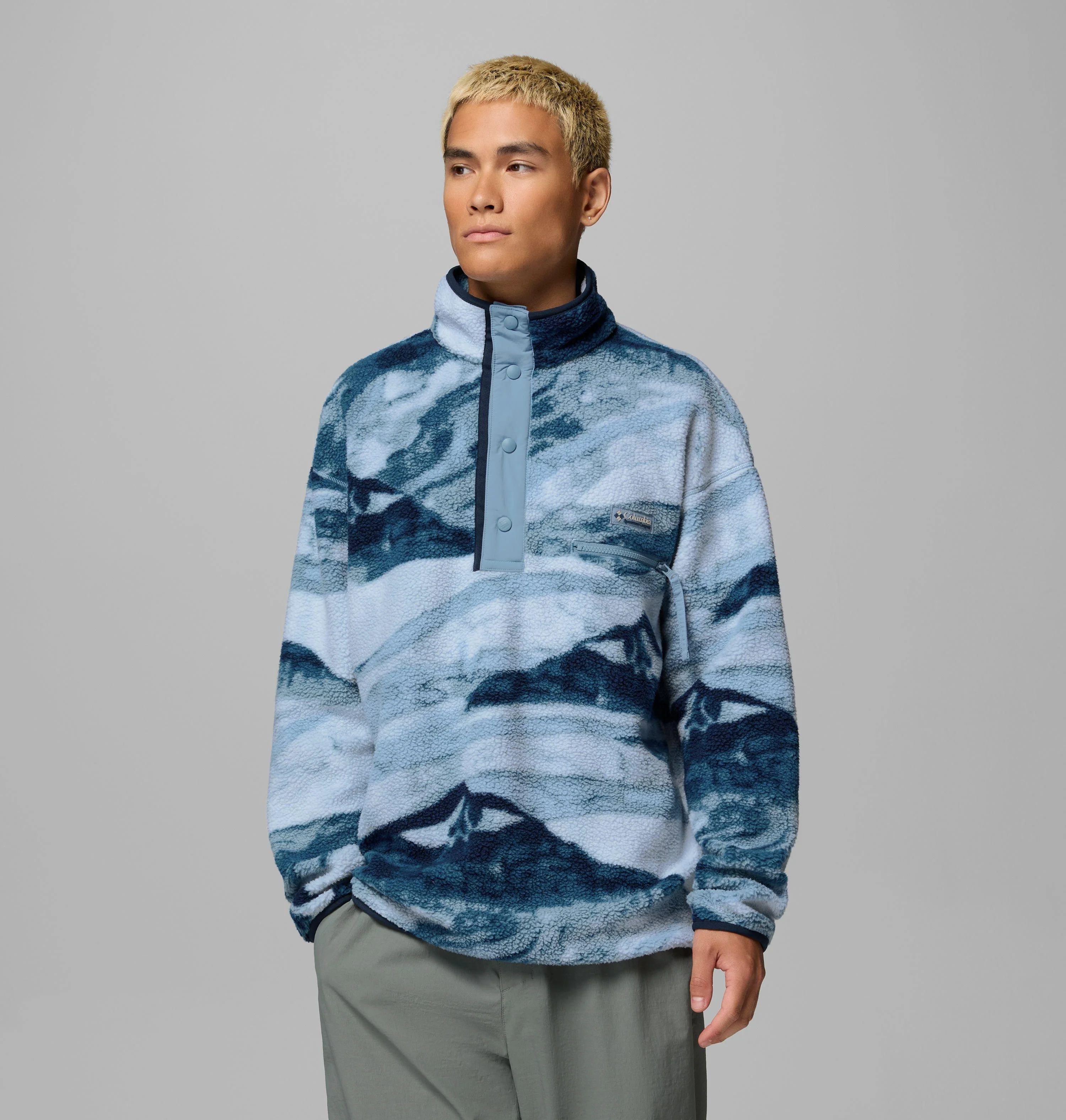 Men's Helvetia II Printed Half Snap Printed Fleece Pullover - 1