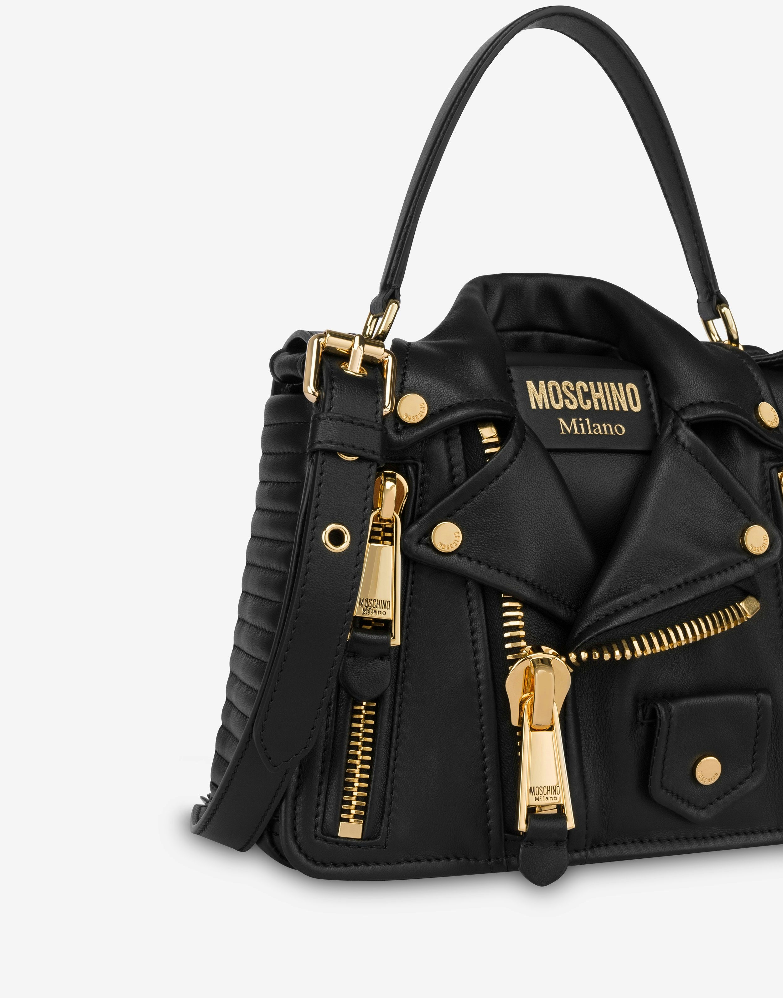 MOSCHINO NAPPA LEATHER BIKER BAG - 4