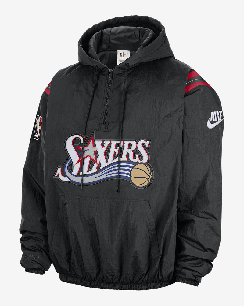 Philadelphia 76ers Hardwood Classics Men's Nike Therma-FIT NBA 1/2-Zip Hoodie 1