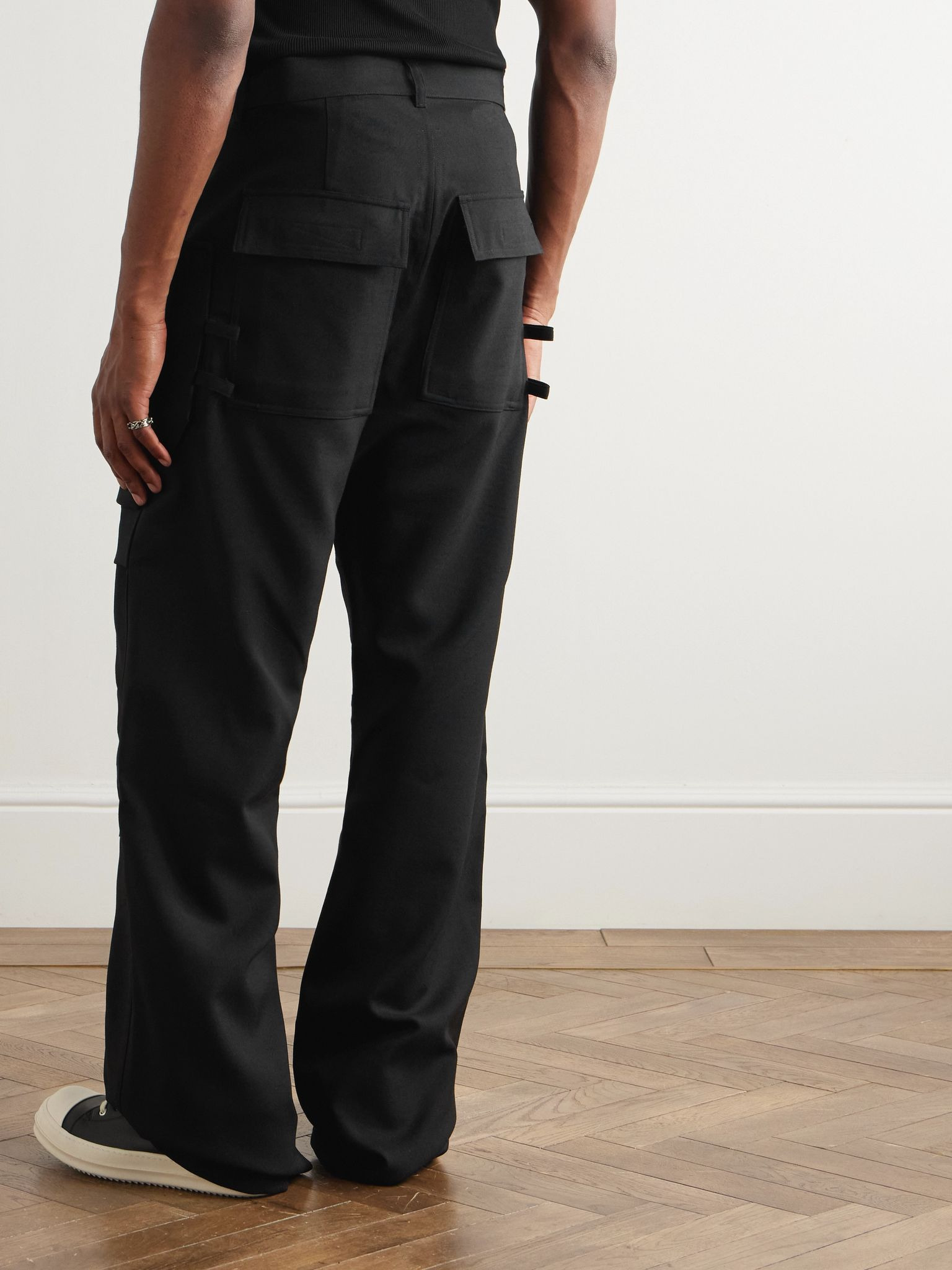 Stefan Wide-Leg Grain De Poudre Wool Trousers Black - 4