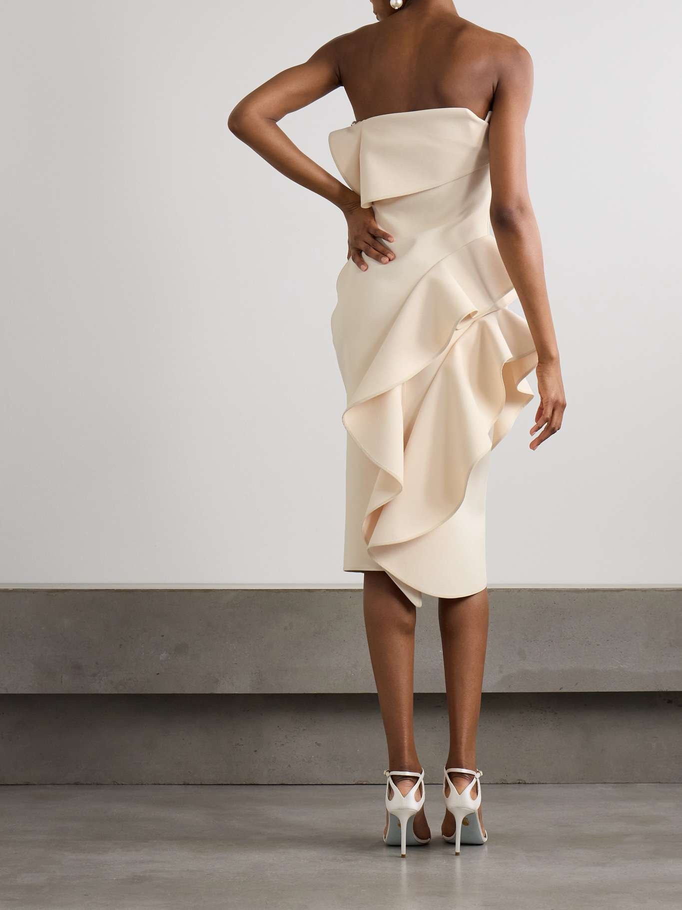 Rhythm strapless ruffled crepe midi dress - 3