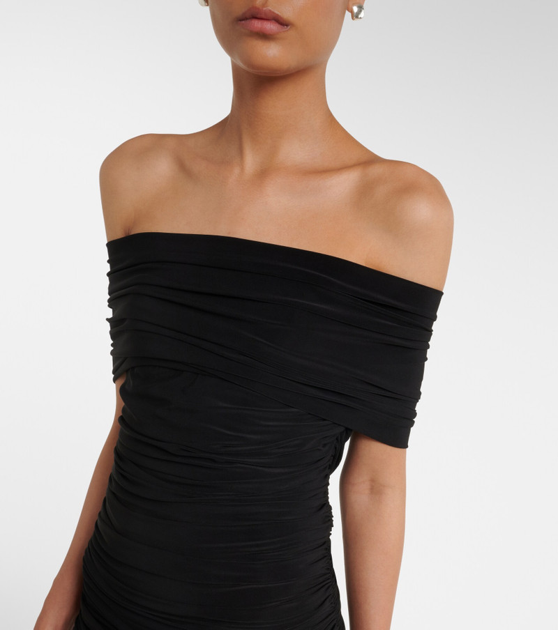 Off-shoulder ruched jersey gown 3