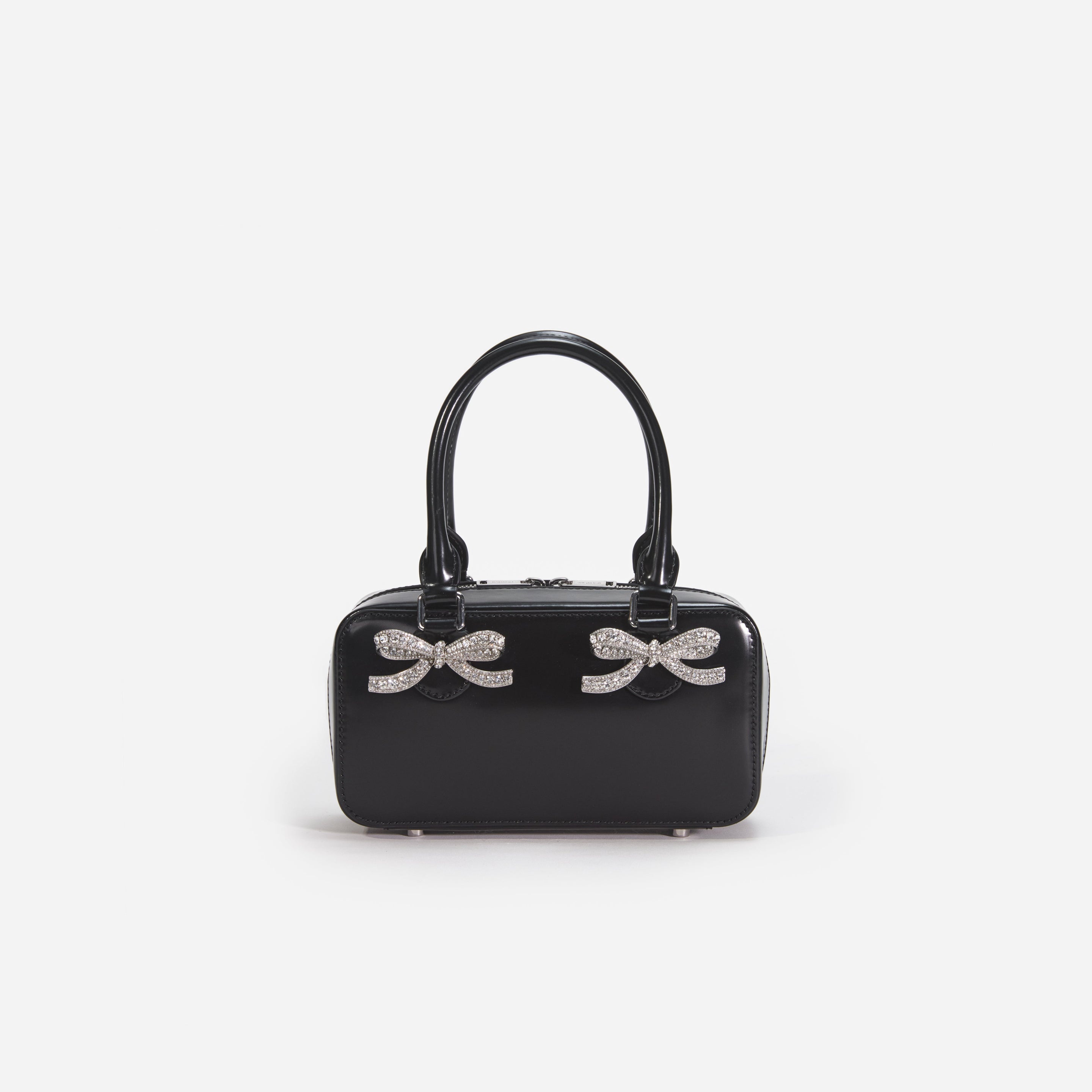 Black Leather Mini Tote Bag - 1