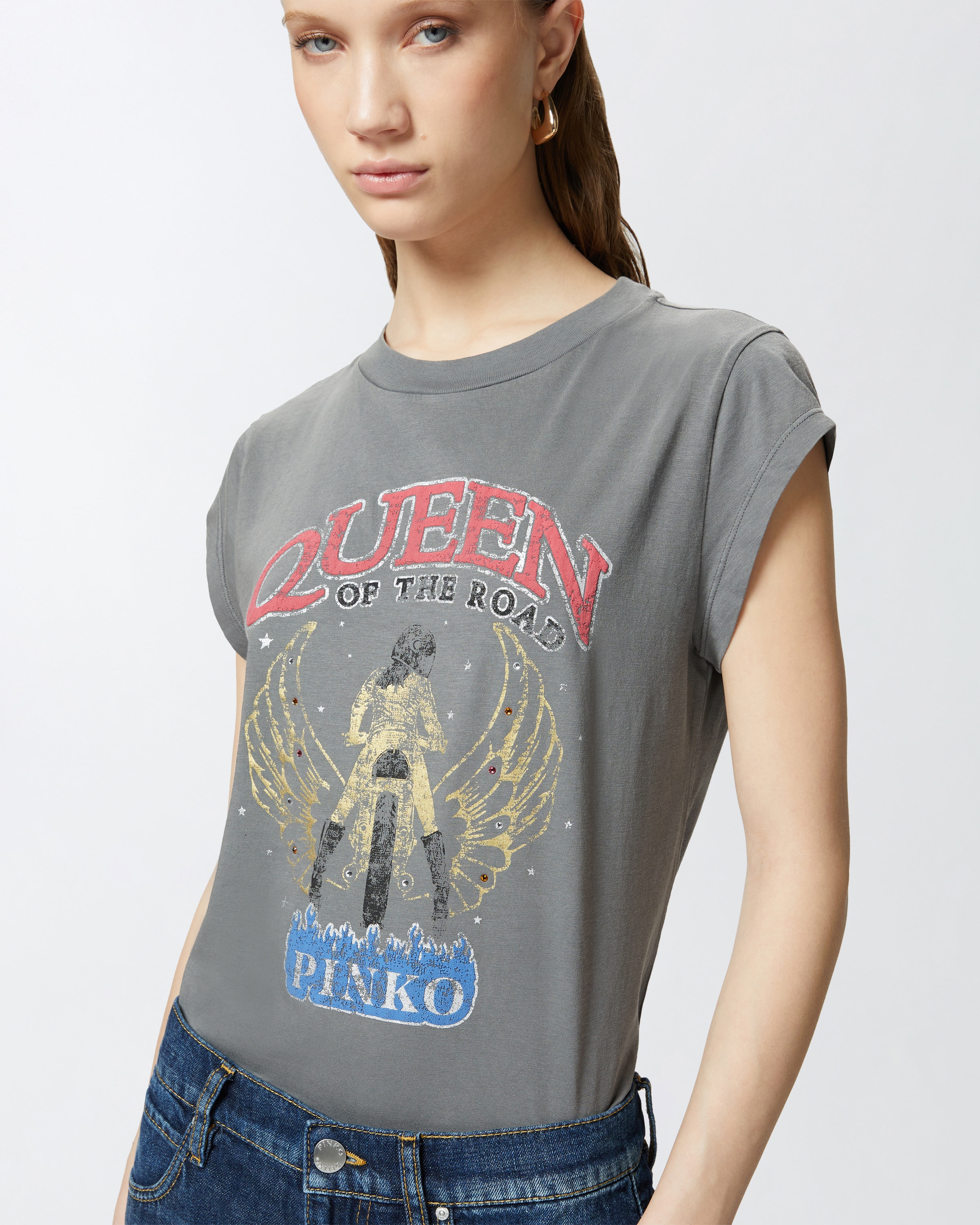 QUEEN OF THE ROAD BIKER PRINT T-SHIRT - 5