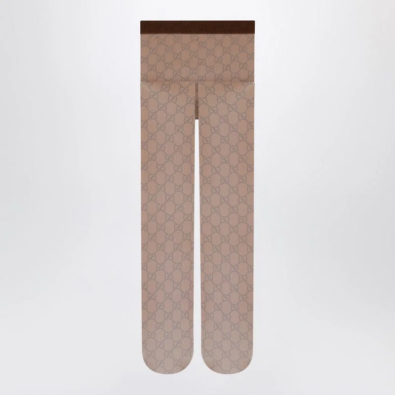 Gucci Brown Nylon Tights With Gg Print Women - 1