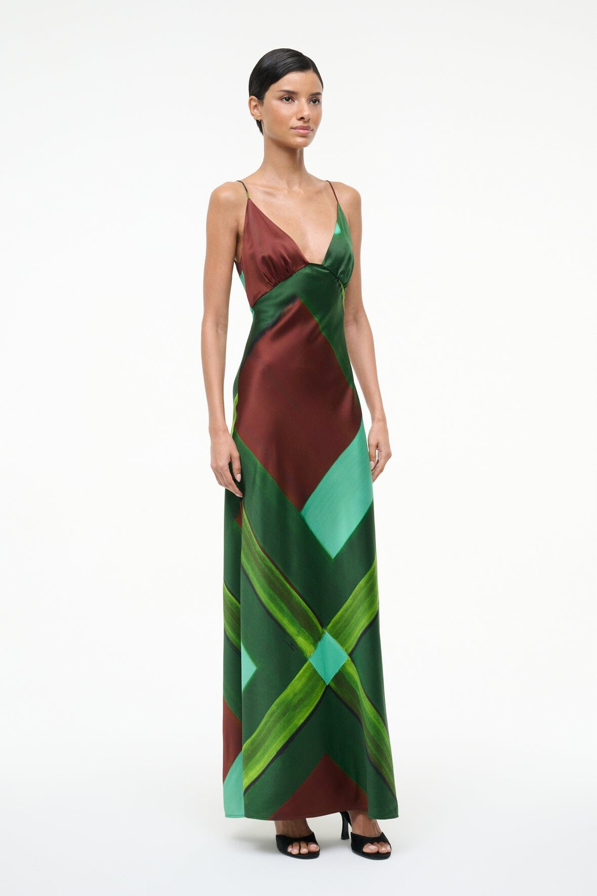 STAUD HANK SILK DRESS EMERALD PRISM - 2
